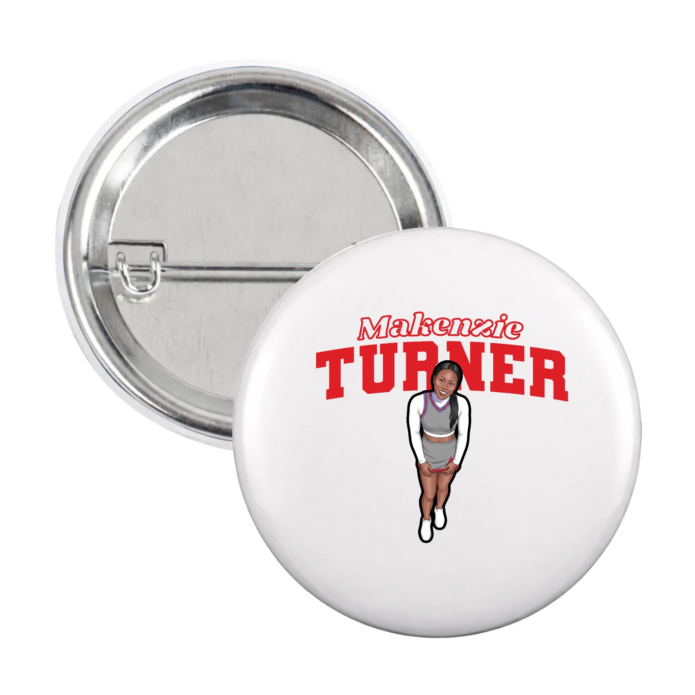Game Day Button — Name Arch in White