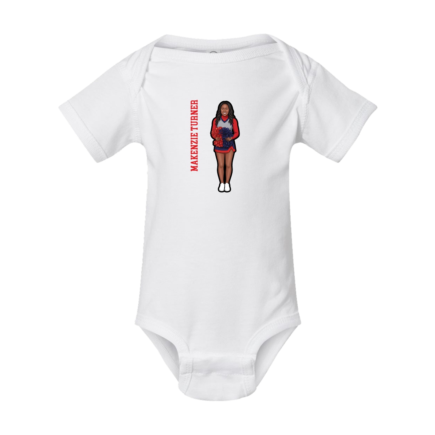 Baby Onesie — Name Vertical in White