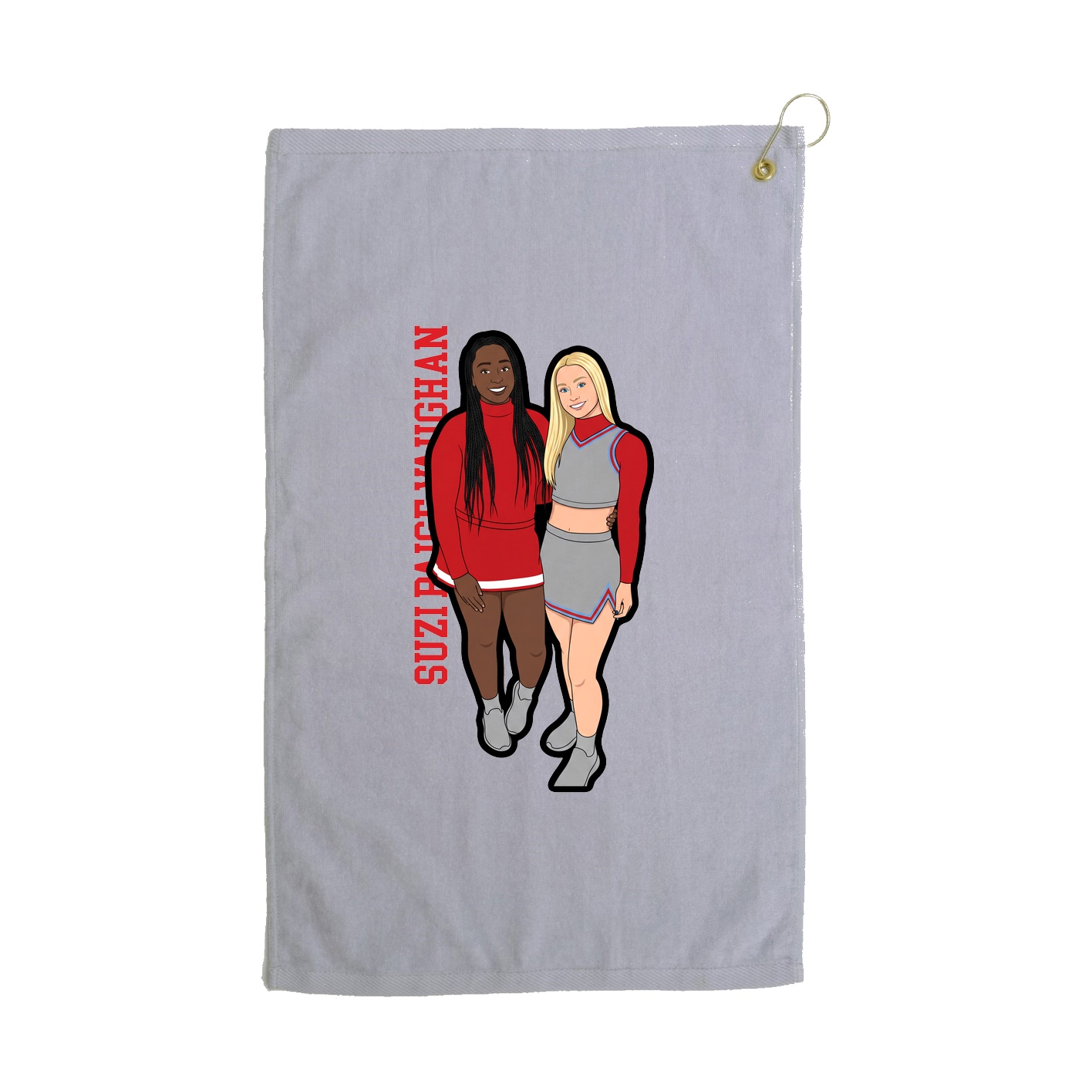 Golf Towel — Name Vertical in Grey