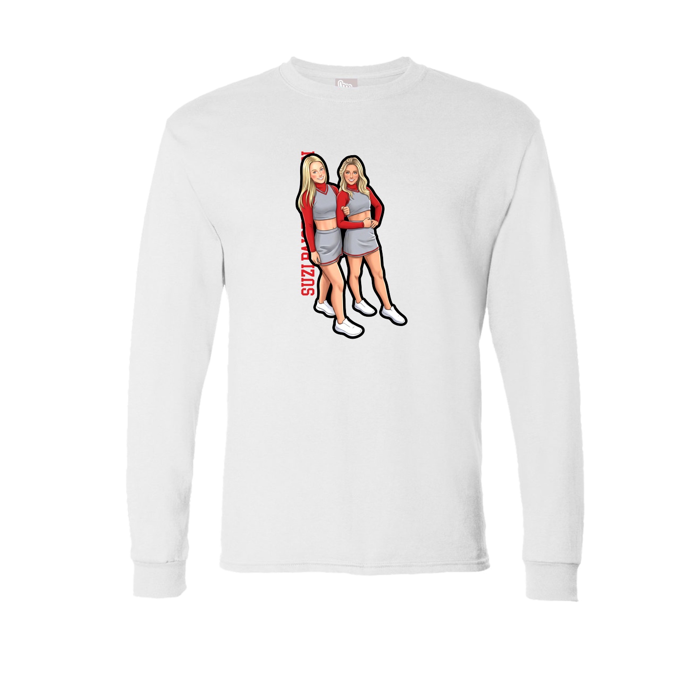Long Sleeve Tee — Name Vertical in White