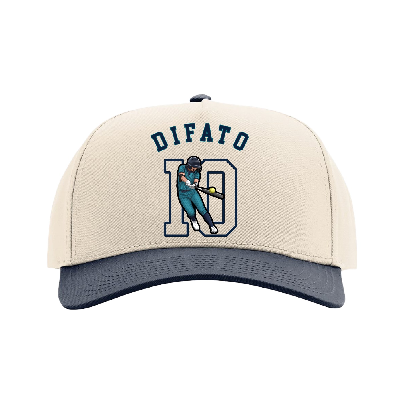 Full Fabric Five-Panel Champ Cap — Shirsey Arch in Cream/Navy