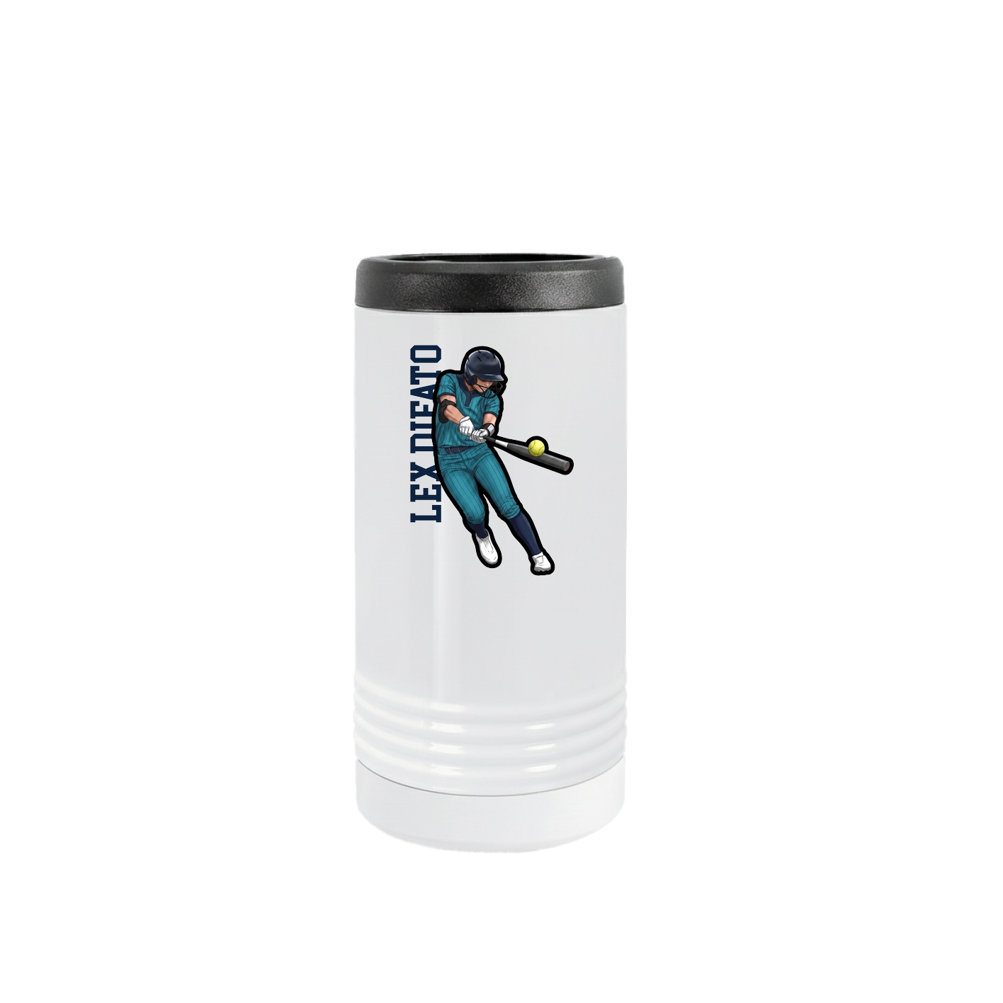 Slim Beverage Holder — Name Vertical in White