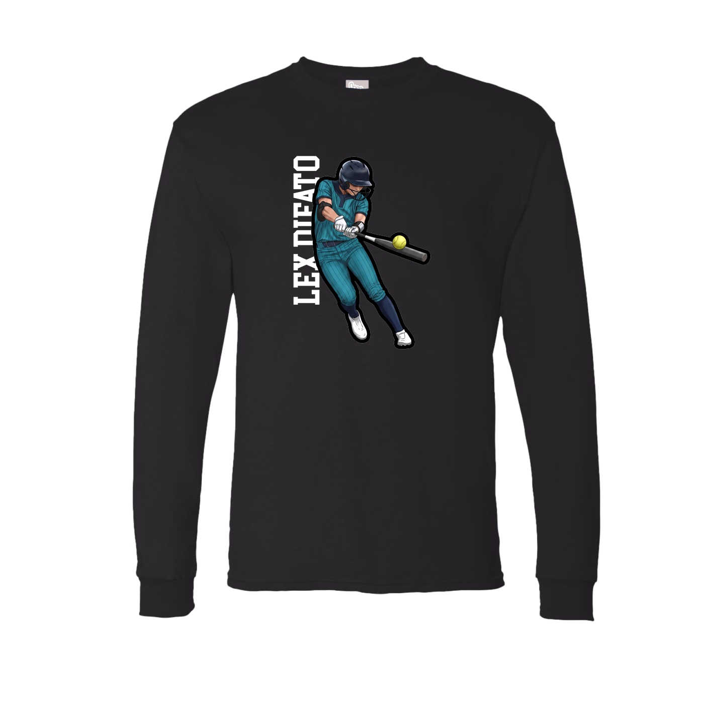Long Sleeve Tee — Name Vertical in Black