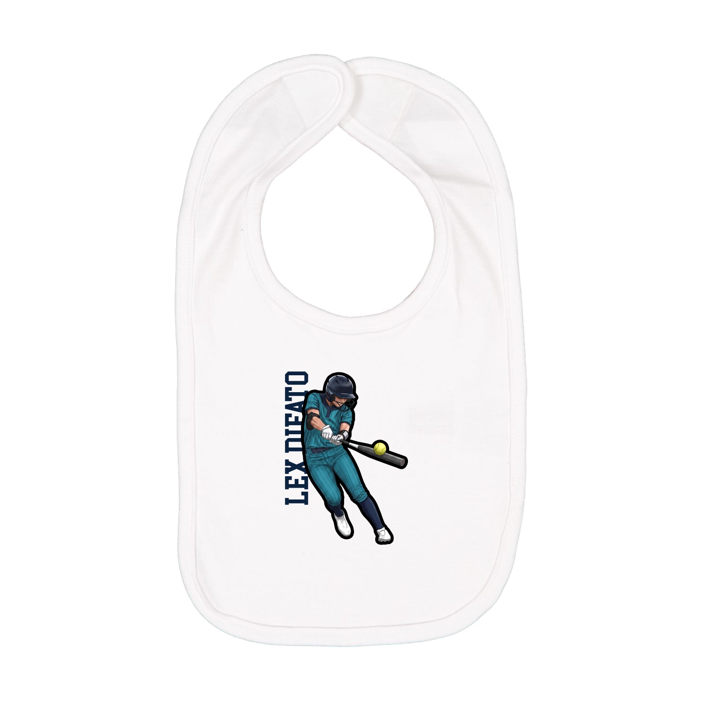 Infant Bib — Name Vertical in White