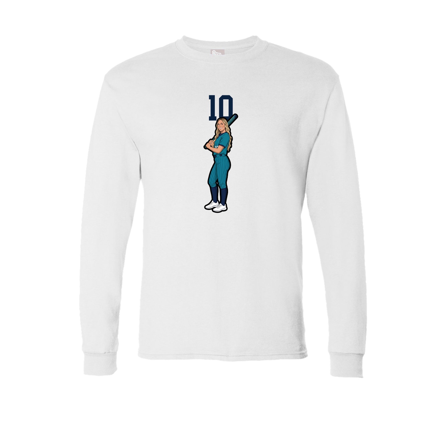 Long Sleeve Tee — Number Top in White