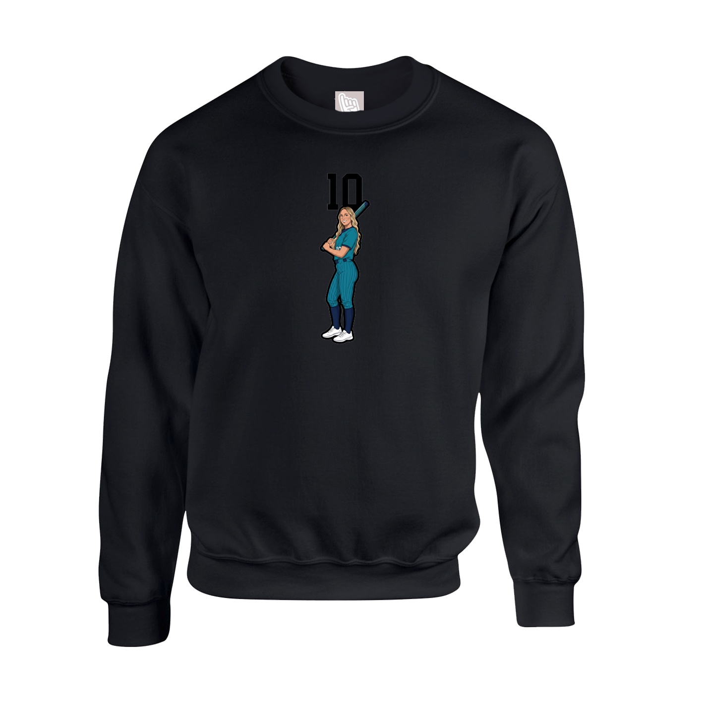 Fleece Crew — Number Top in Black