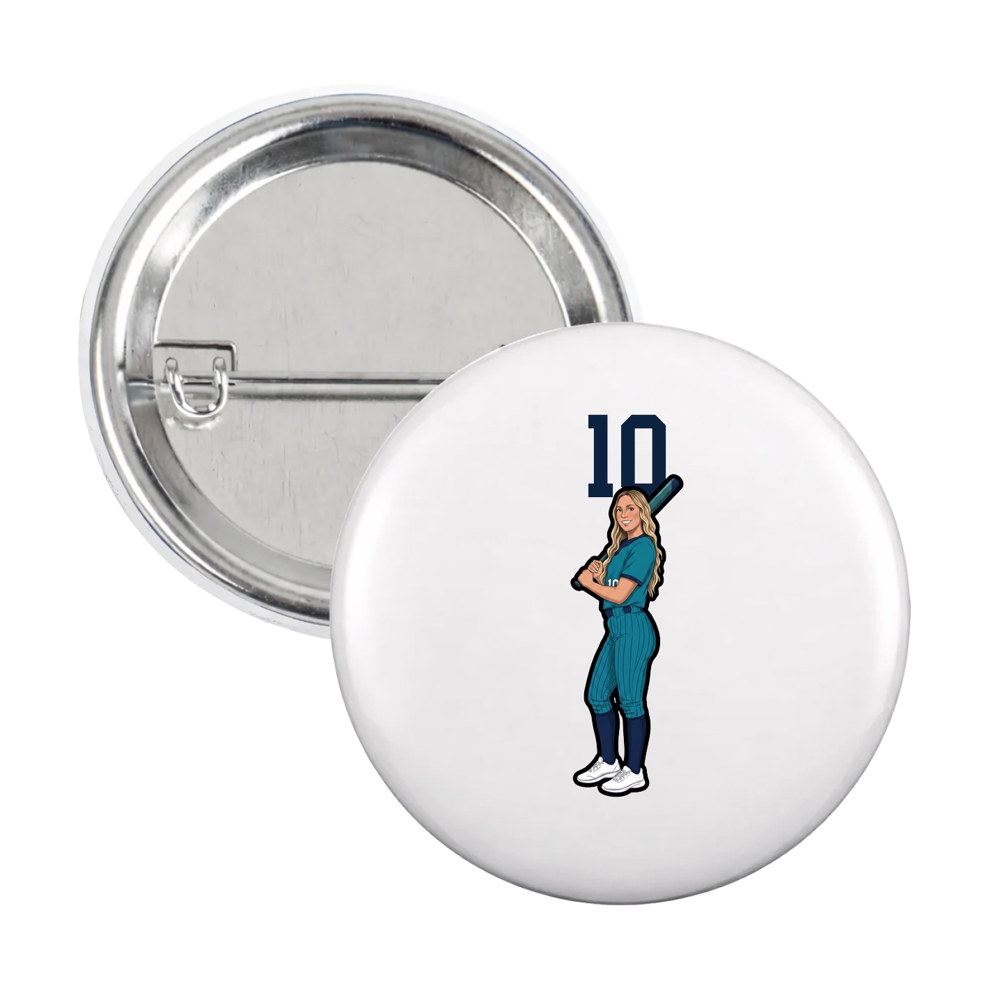 Game Day Button — Number Top in White