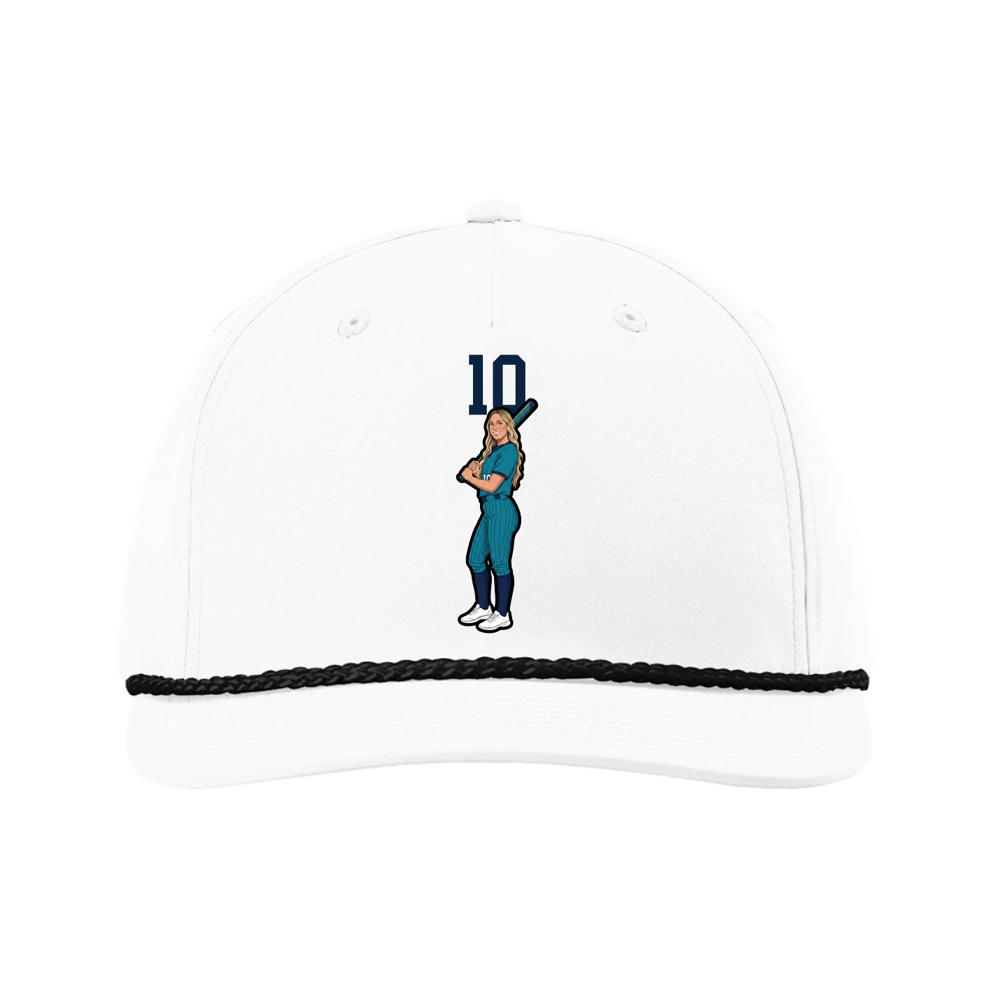 Five-Panel Classic Rope Cap — Number Top in White