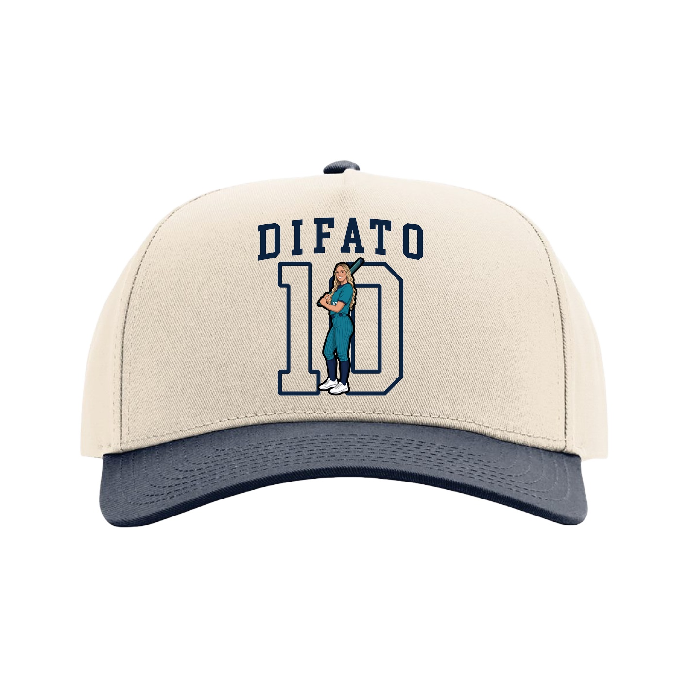 Full Fabric Five-Panel Champ Cap — Shirsey in Cream/Navy