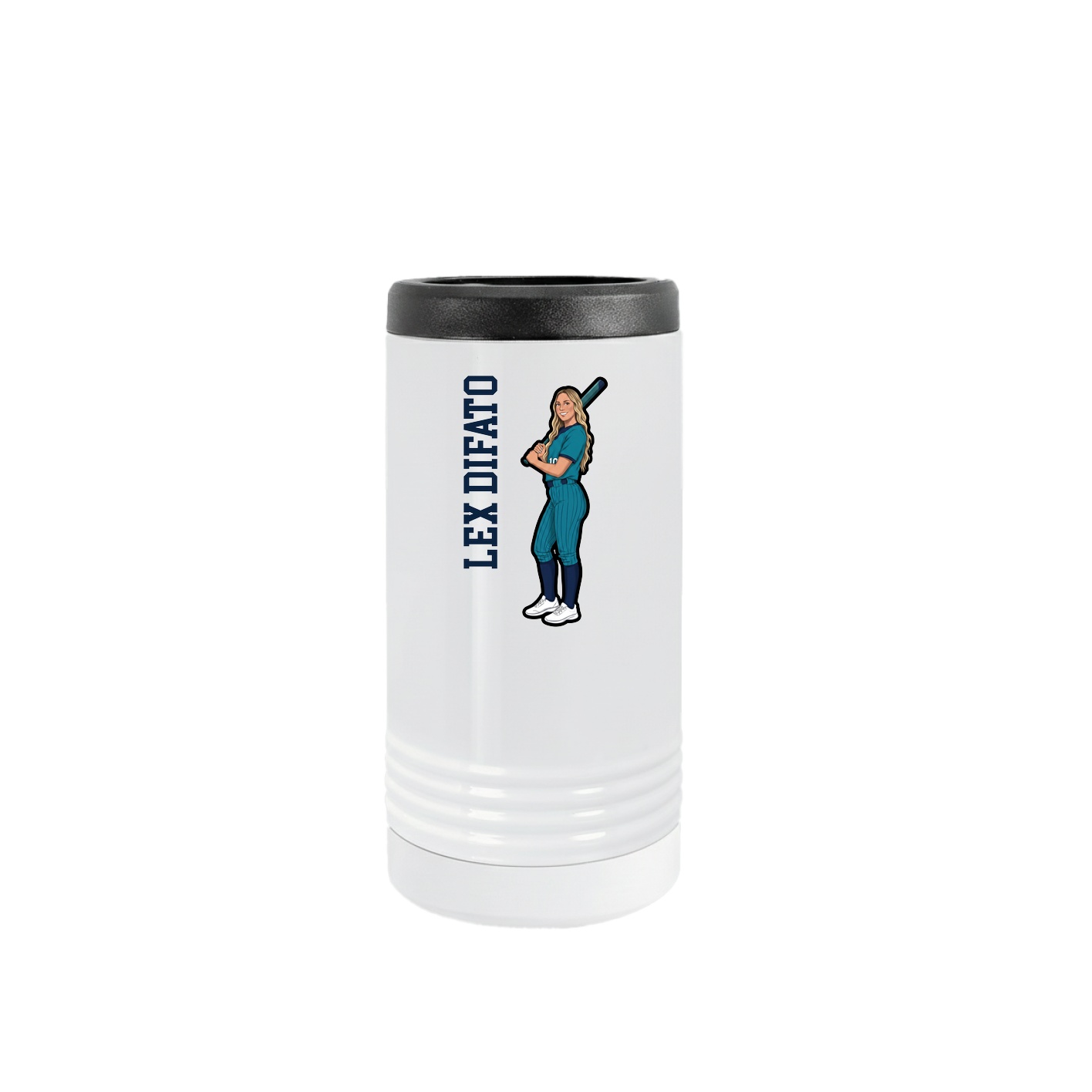 Slim Beverage Holder — Name Vertical in White