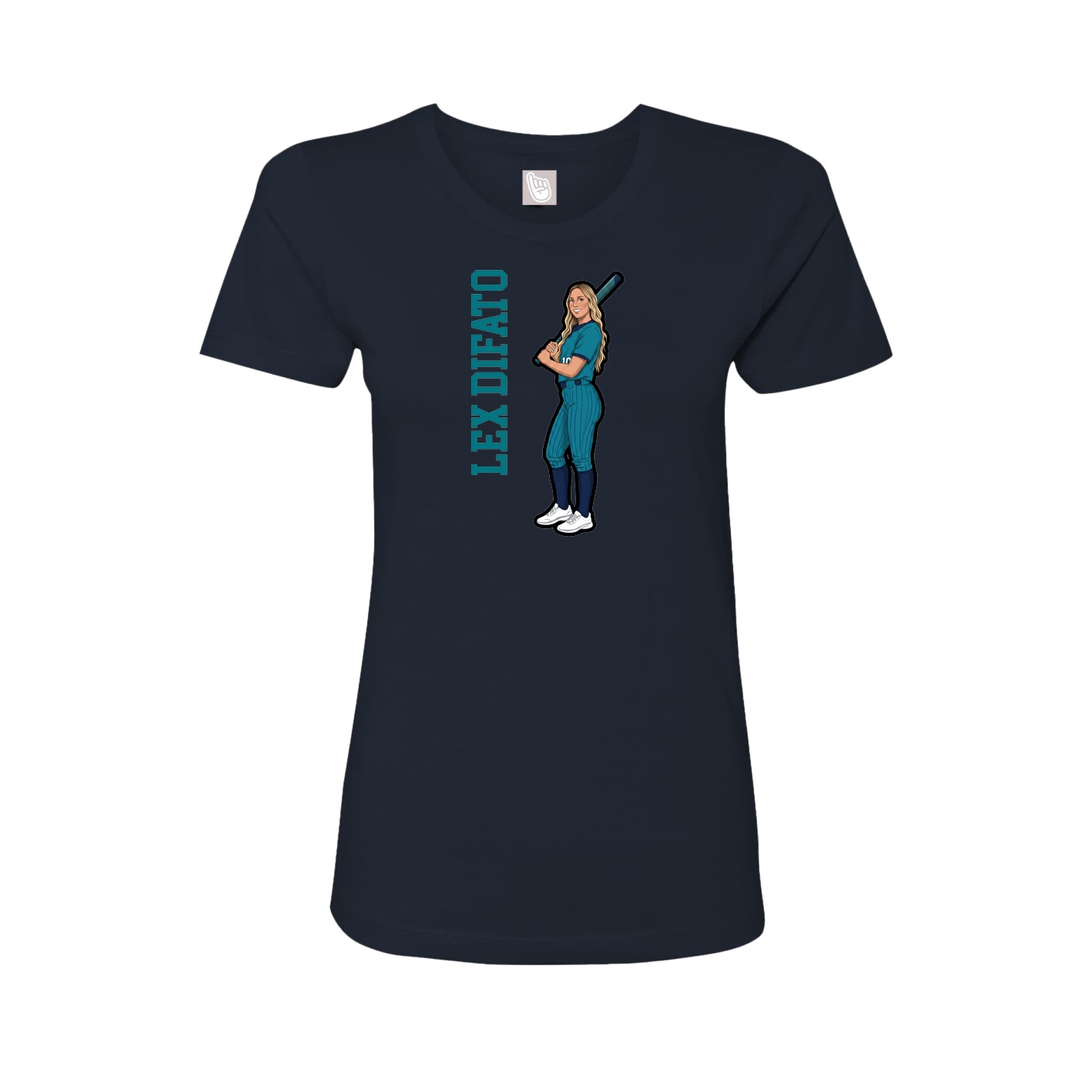 Womens Tee — Name Vertical in Navy