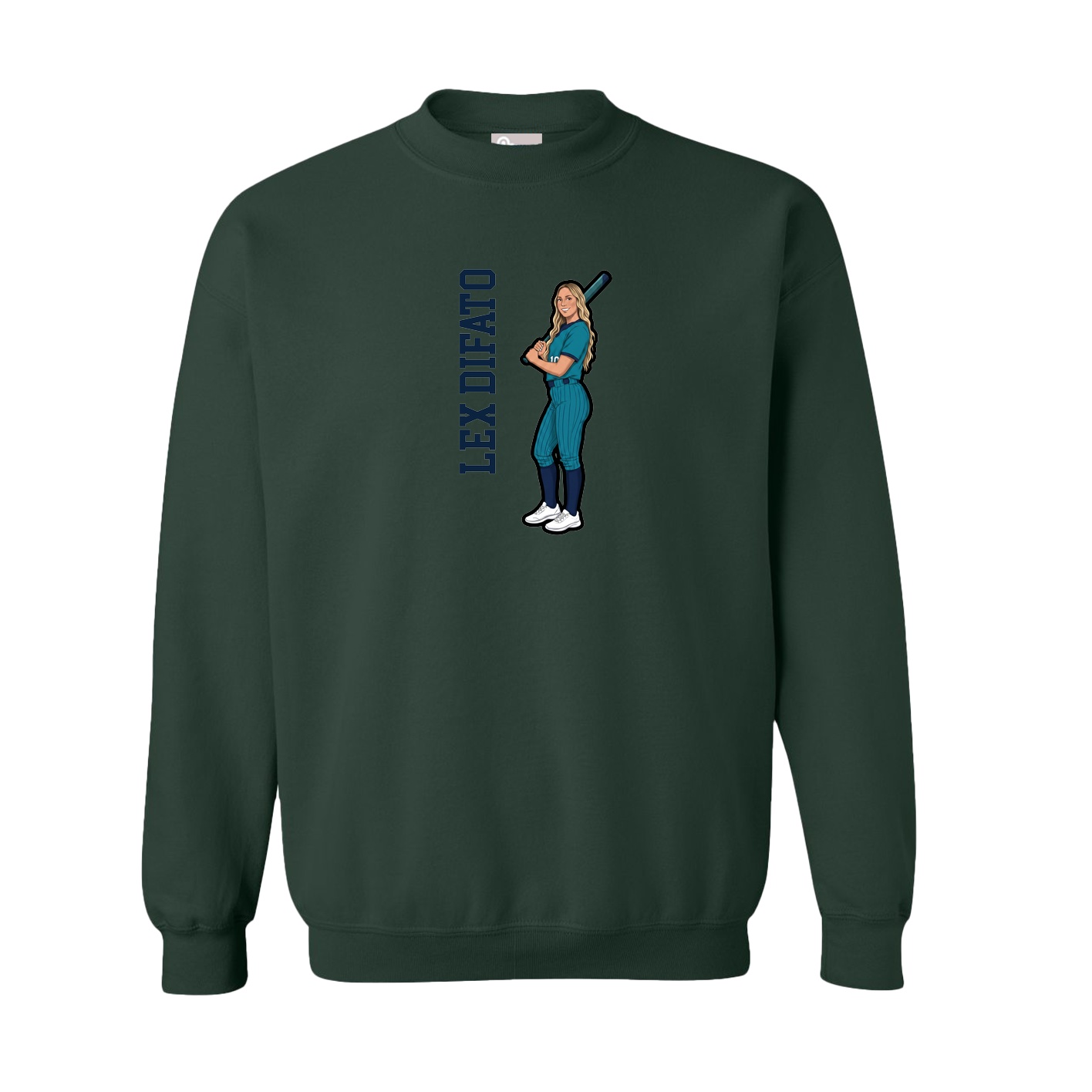 Fleece Crew — Name Vertical in Green