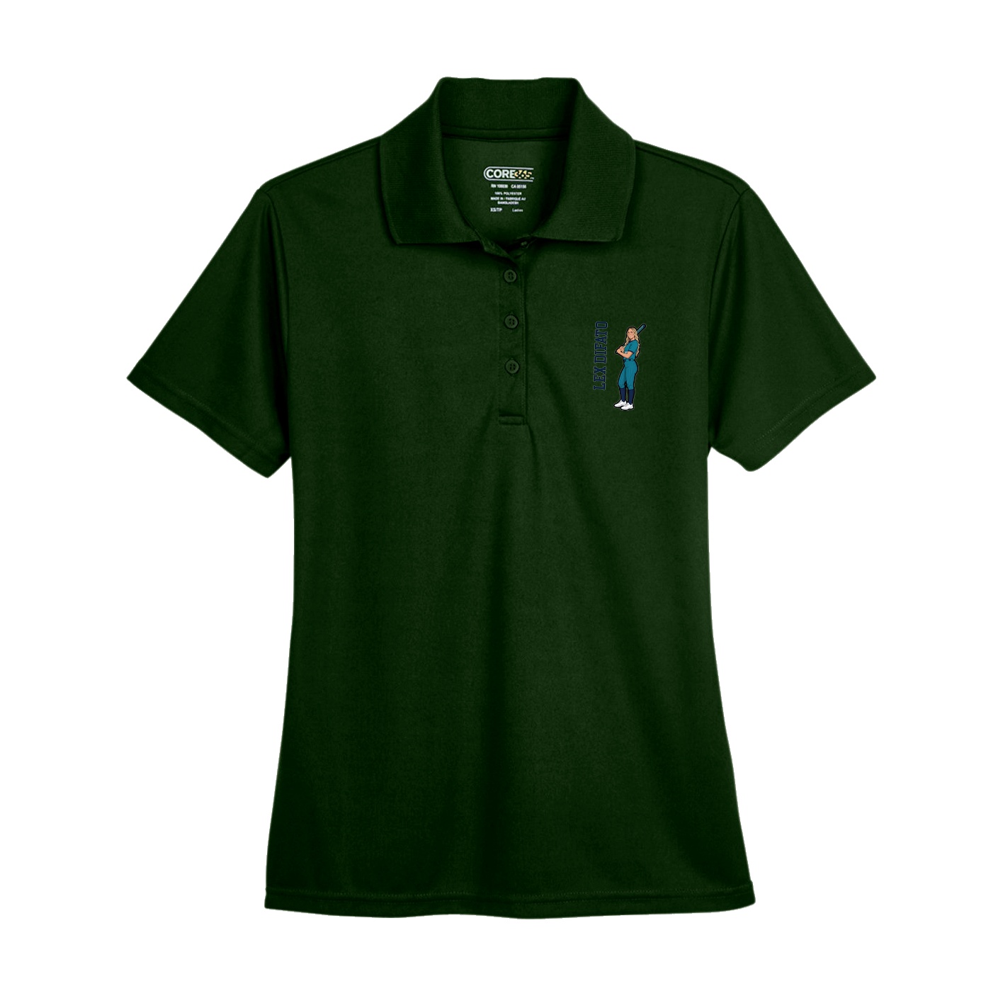 Womens Performance Polo — Name Vertical in Green