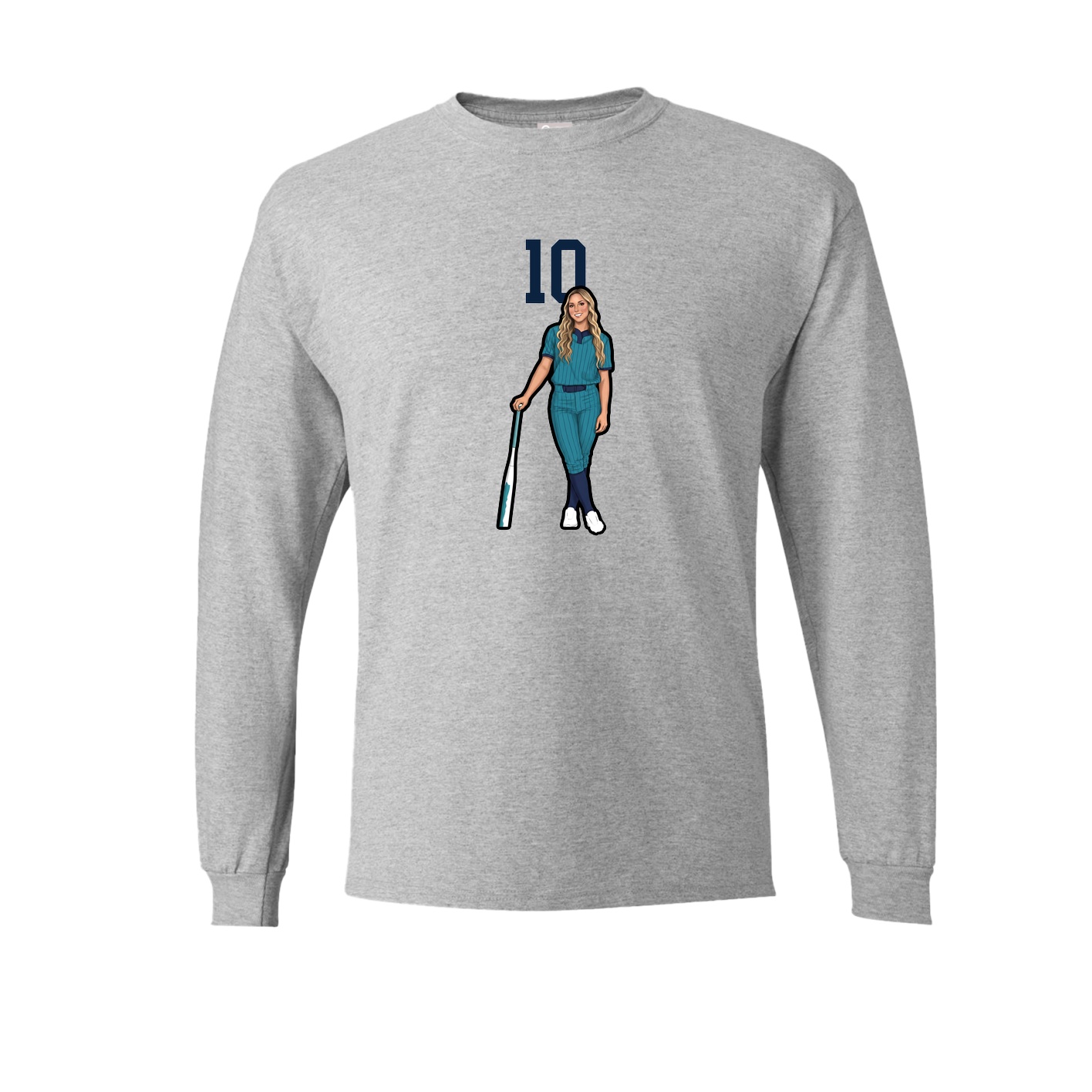 Long Sleeve Tee — Number Top in Grey