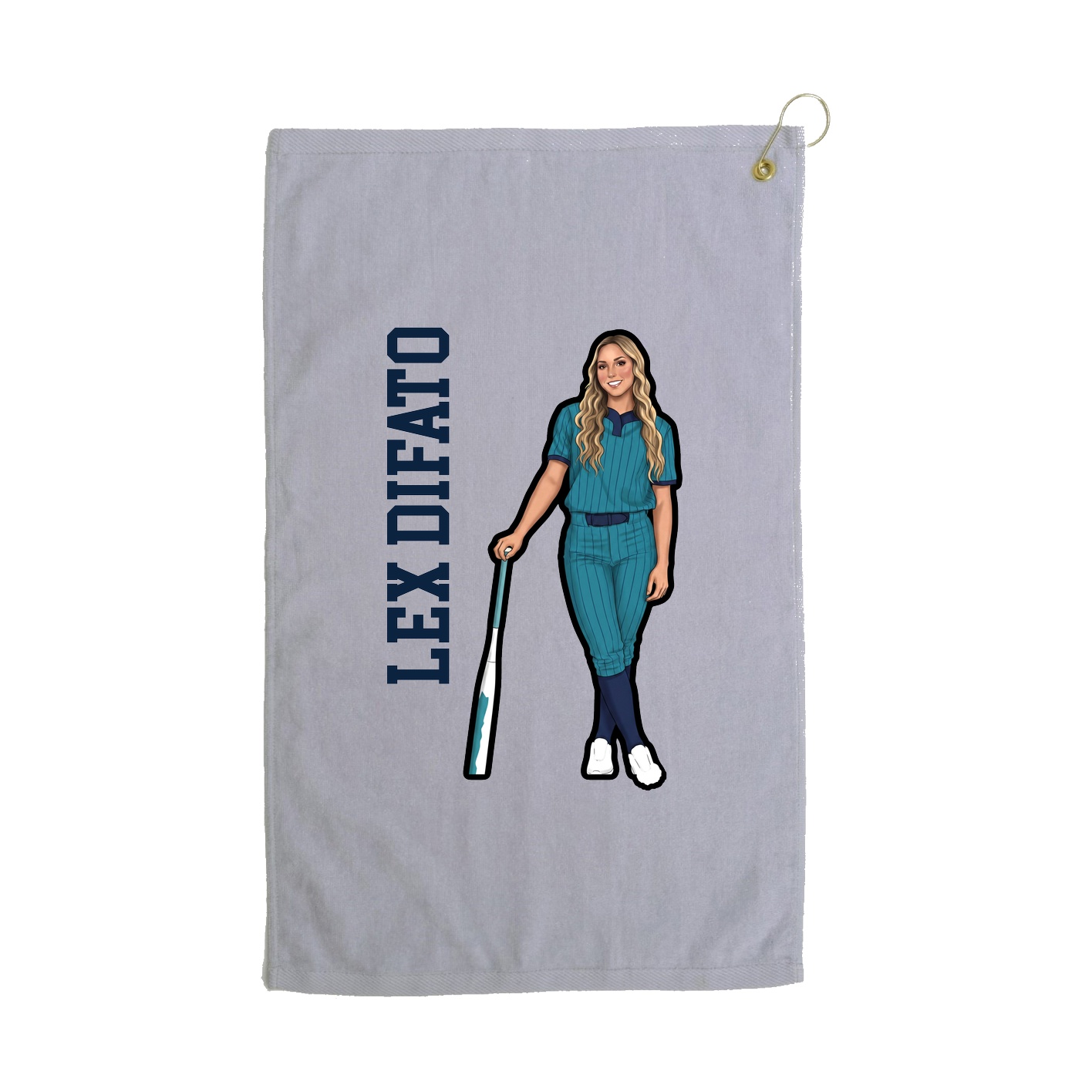 Golf Towel — Name Vertical in Grey