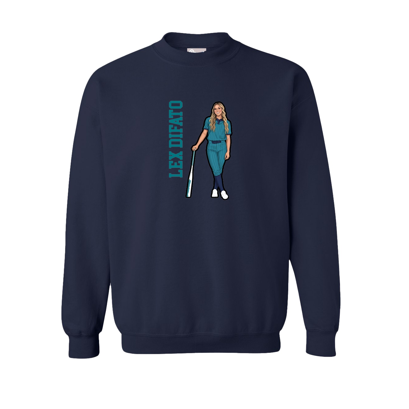 Fleece Crew — Name Vertical in Navy