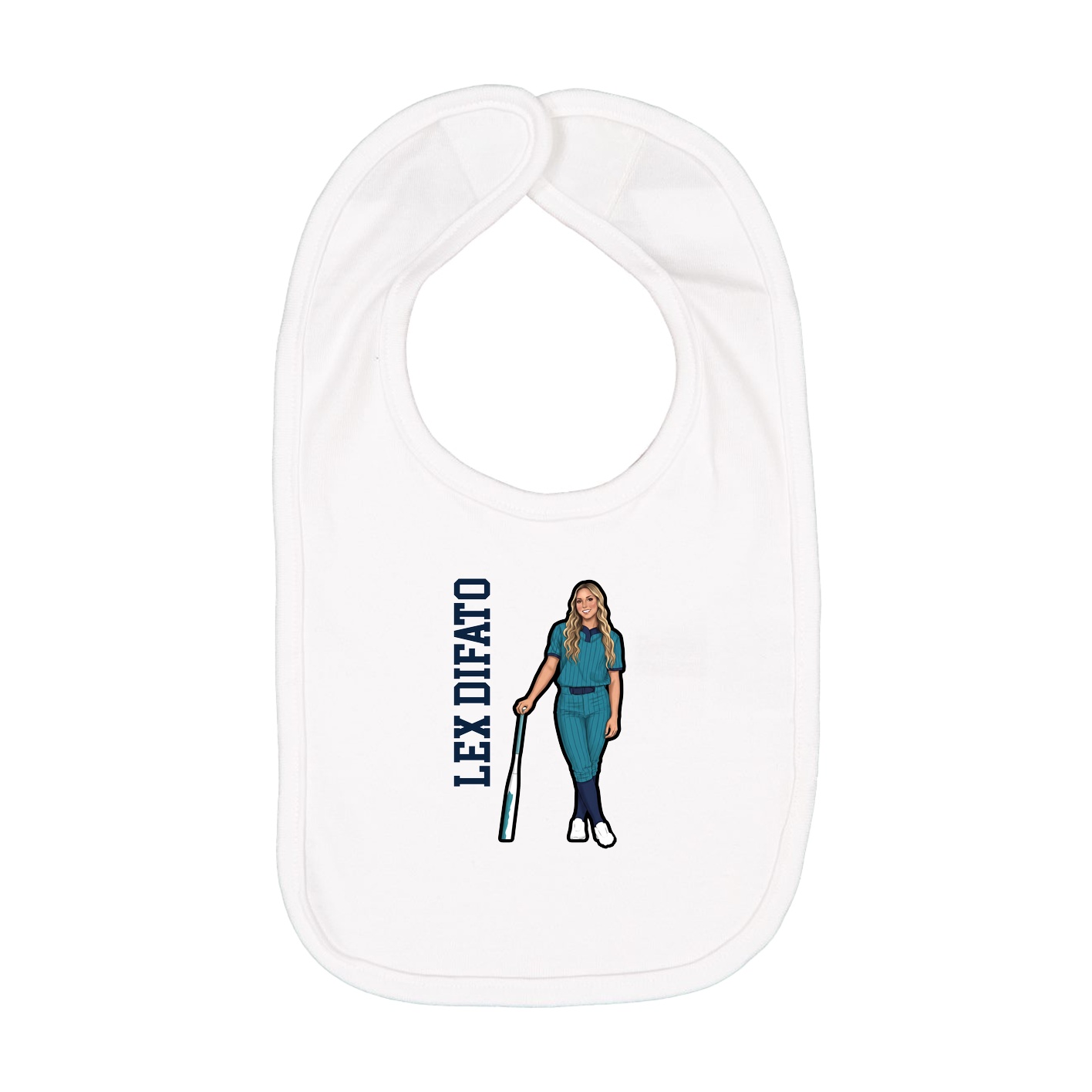 Infant Bib — Name Vertical in White
