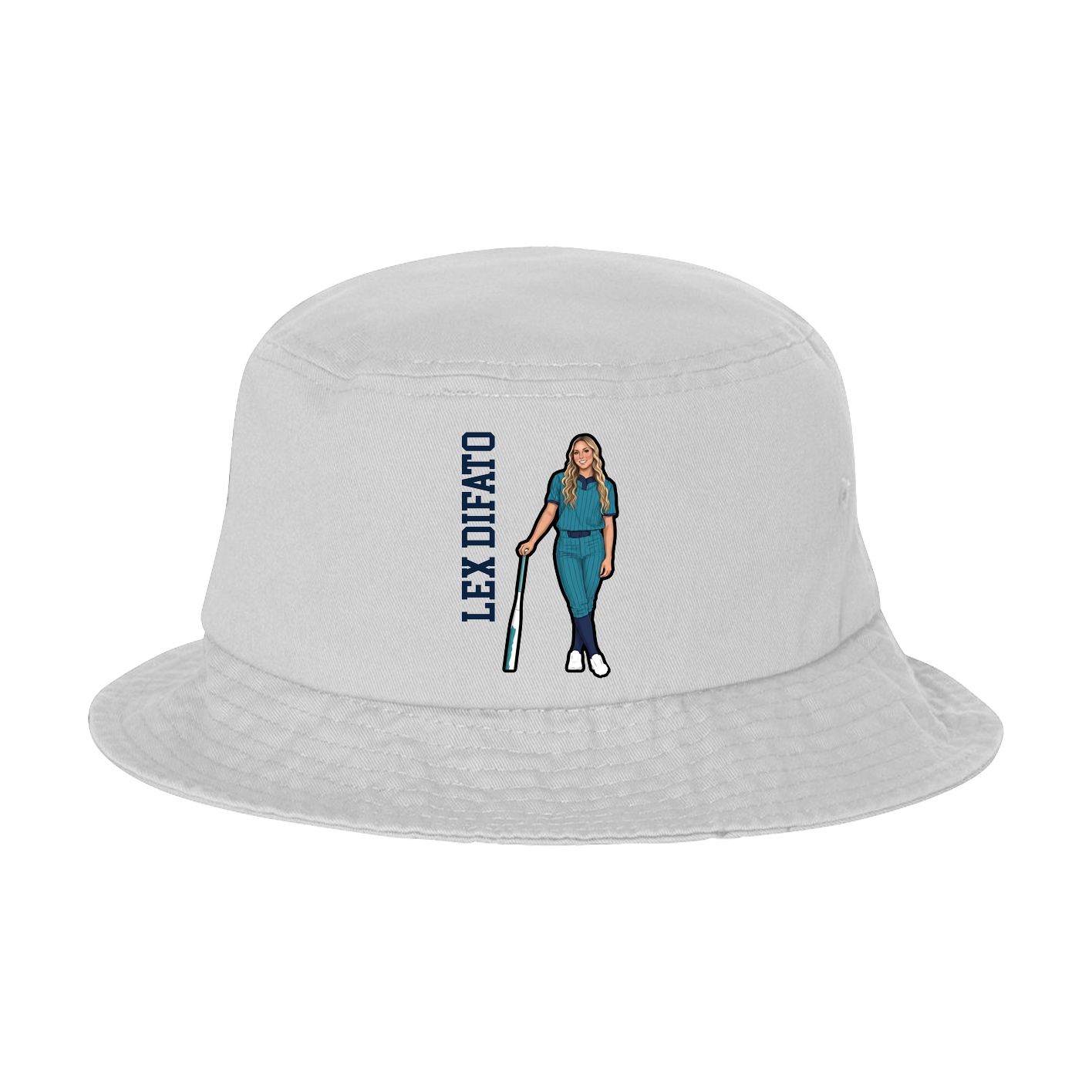 Bucket Cap — Name Vertical in White