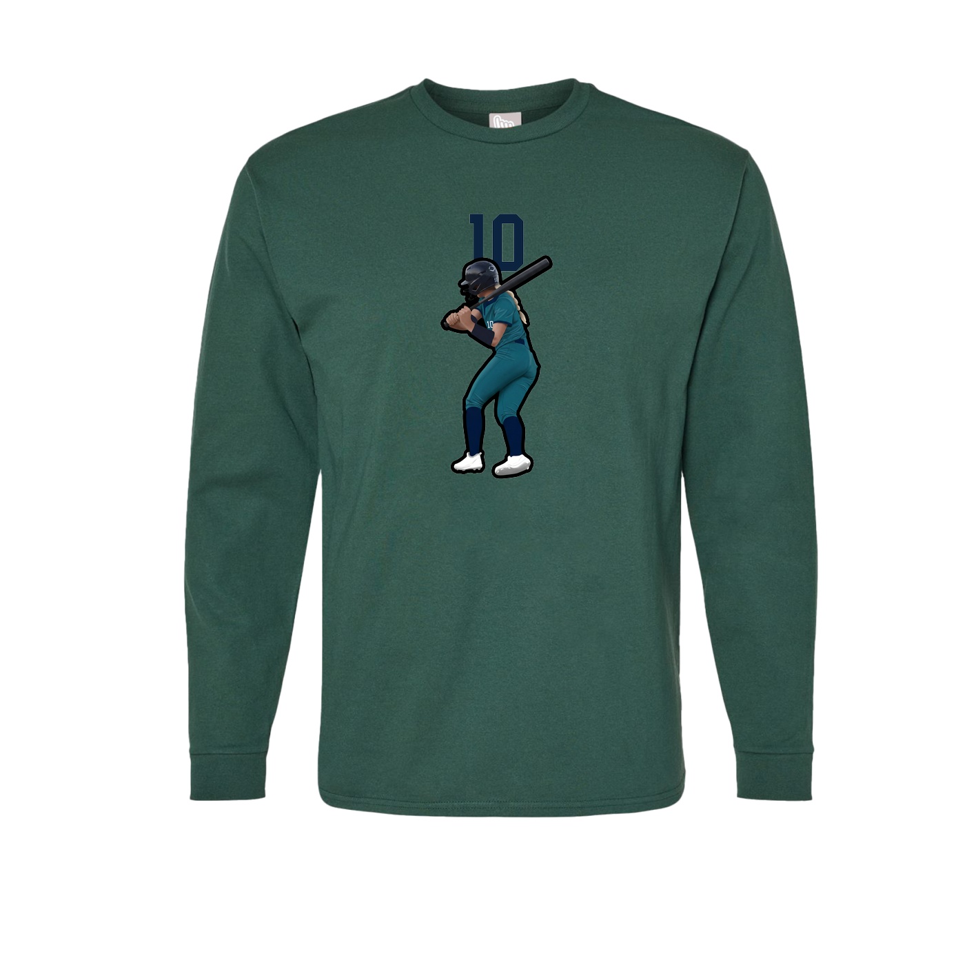 Long Sleeve Tee — Number Top in Green