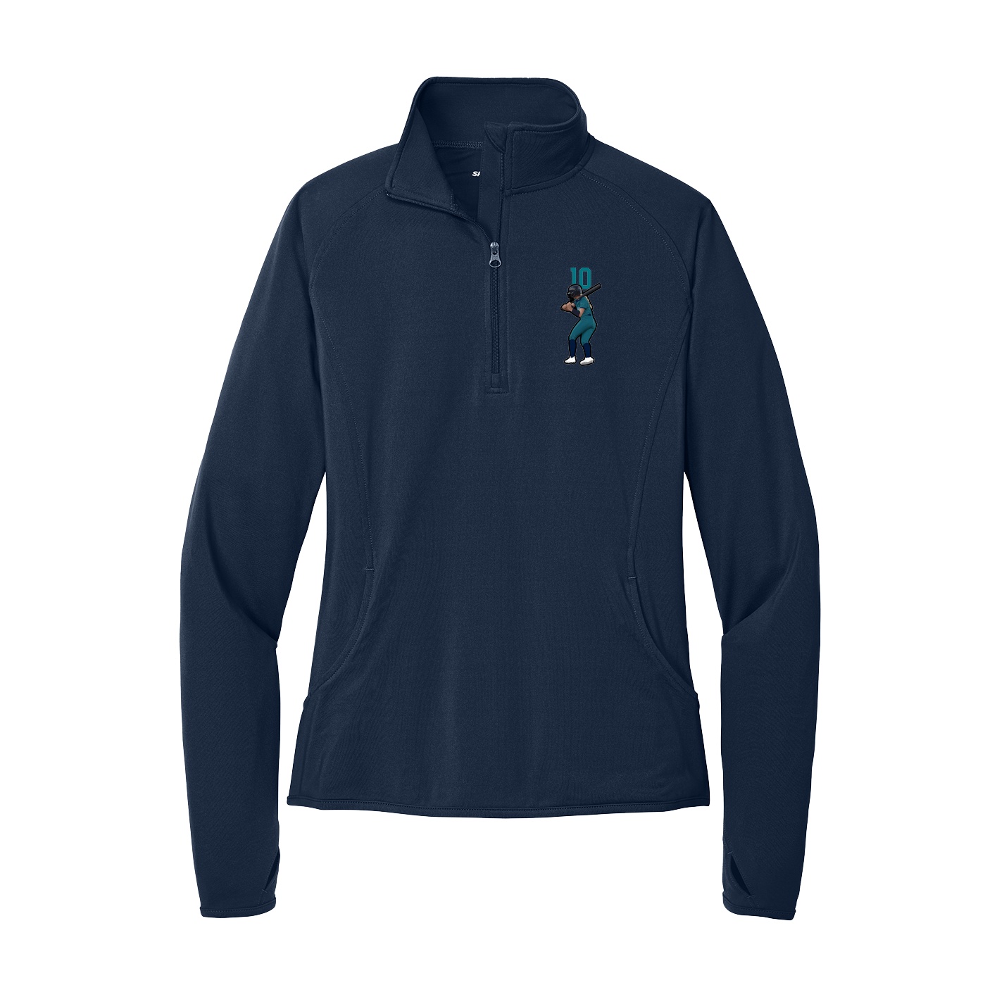 Women's Q-Zip Pullover — Number Top in Navy