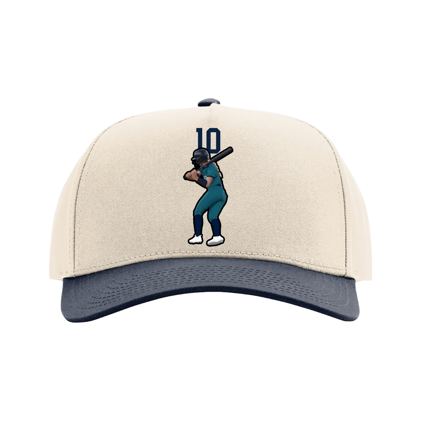 Full Fabric Five-Panel Champ Cap — Number Top in Cream/Navy