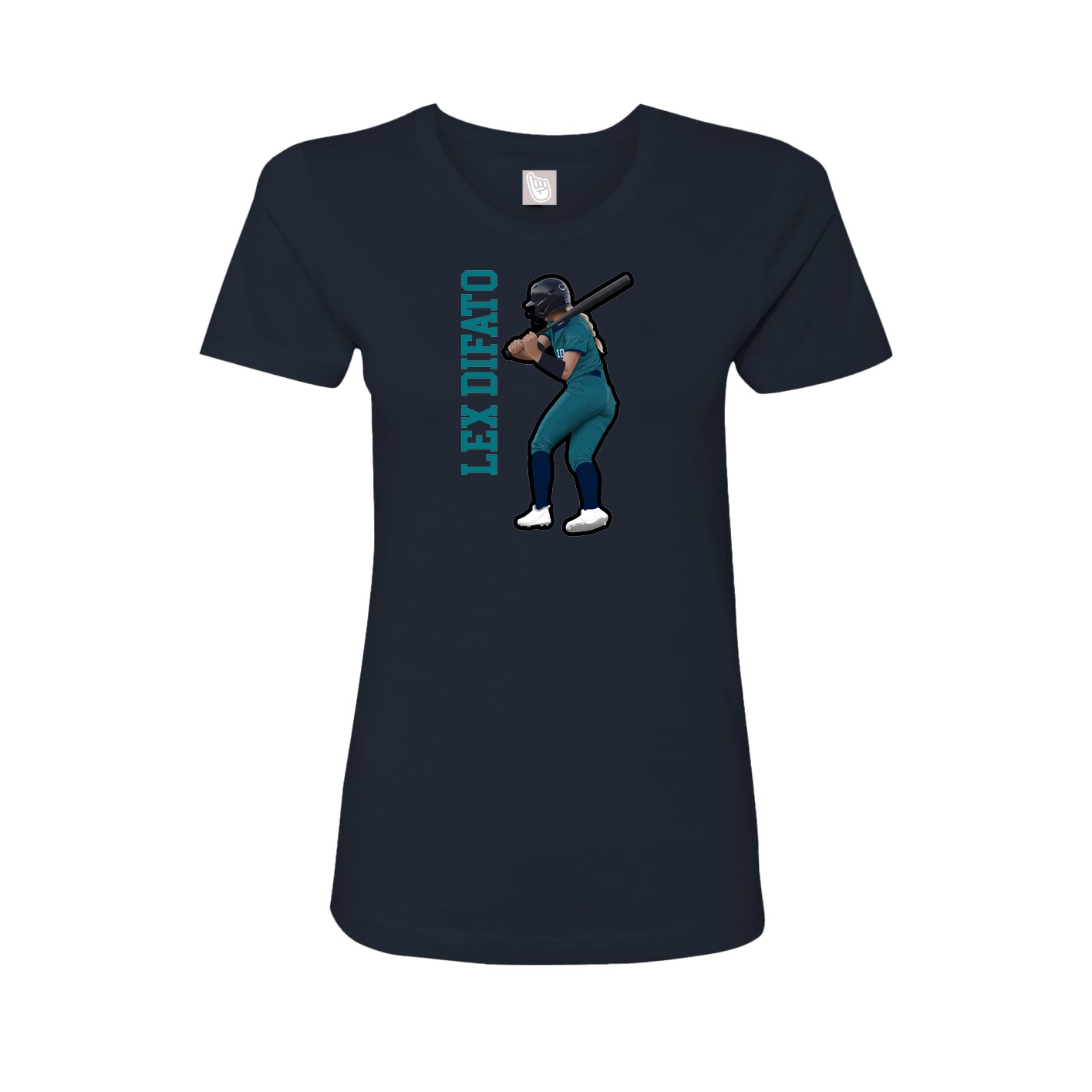 Womens Tee — Name Vertical in Navy