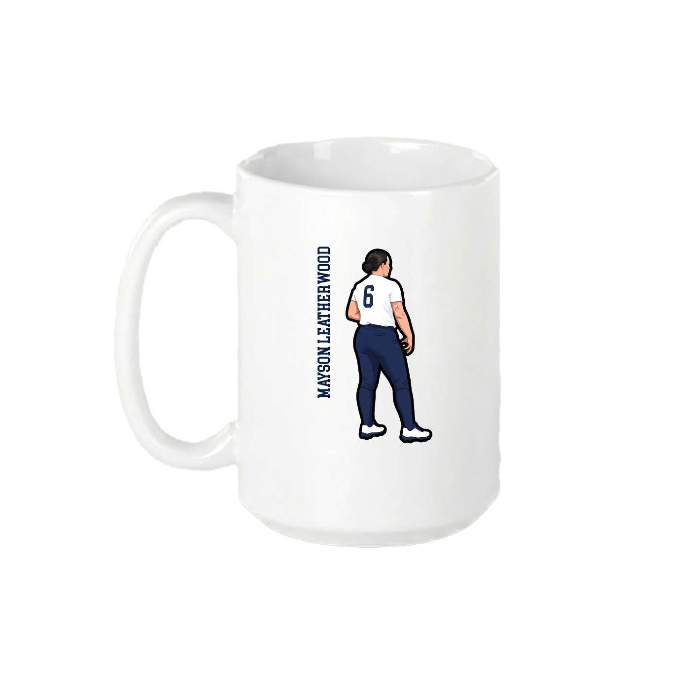 15oz Coffee Mug — Name Vertical in White