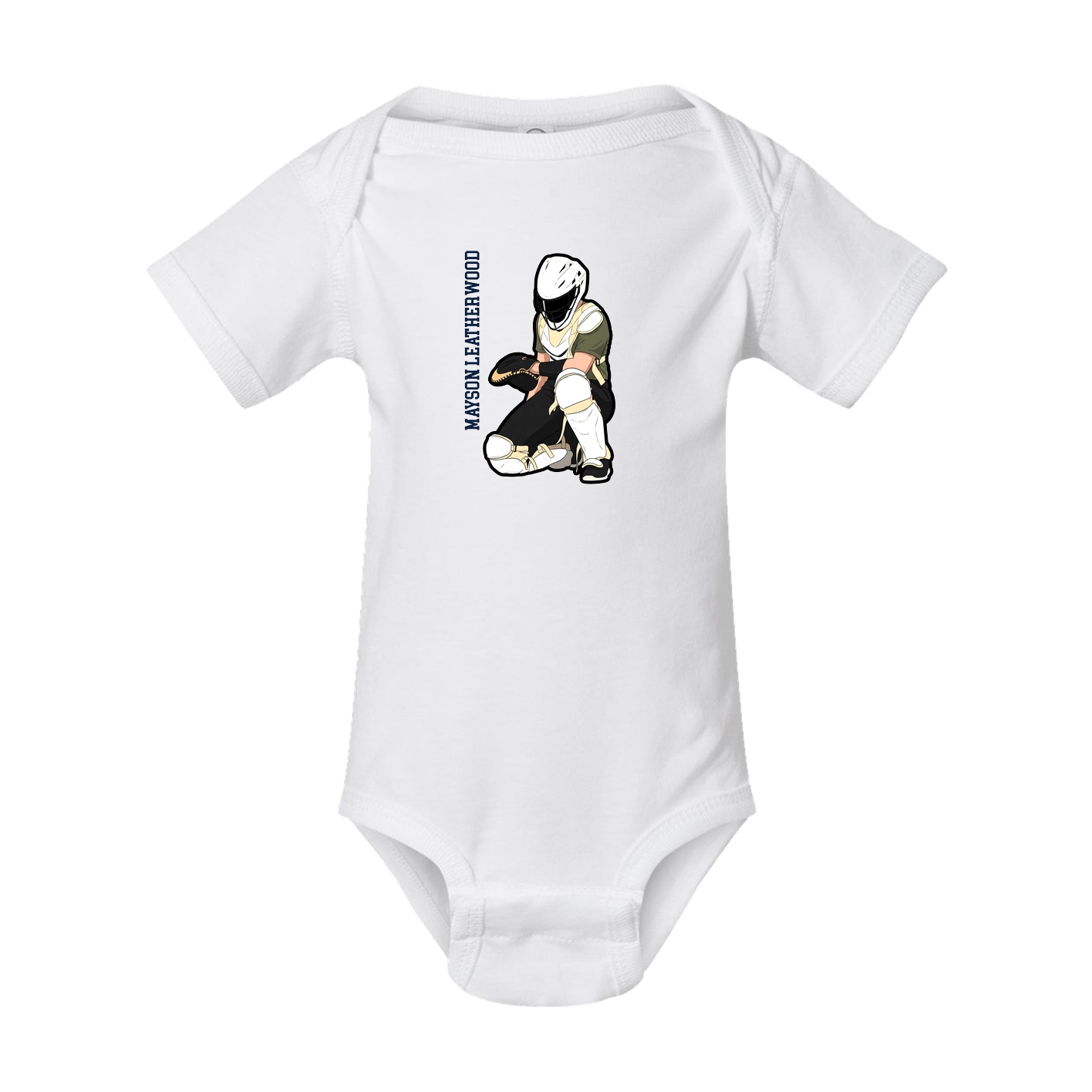 Baby Onesie — Name Vertical in White