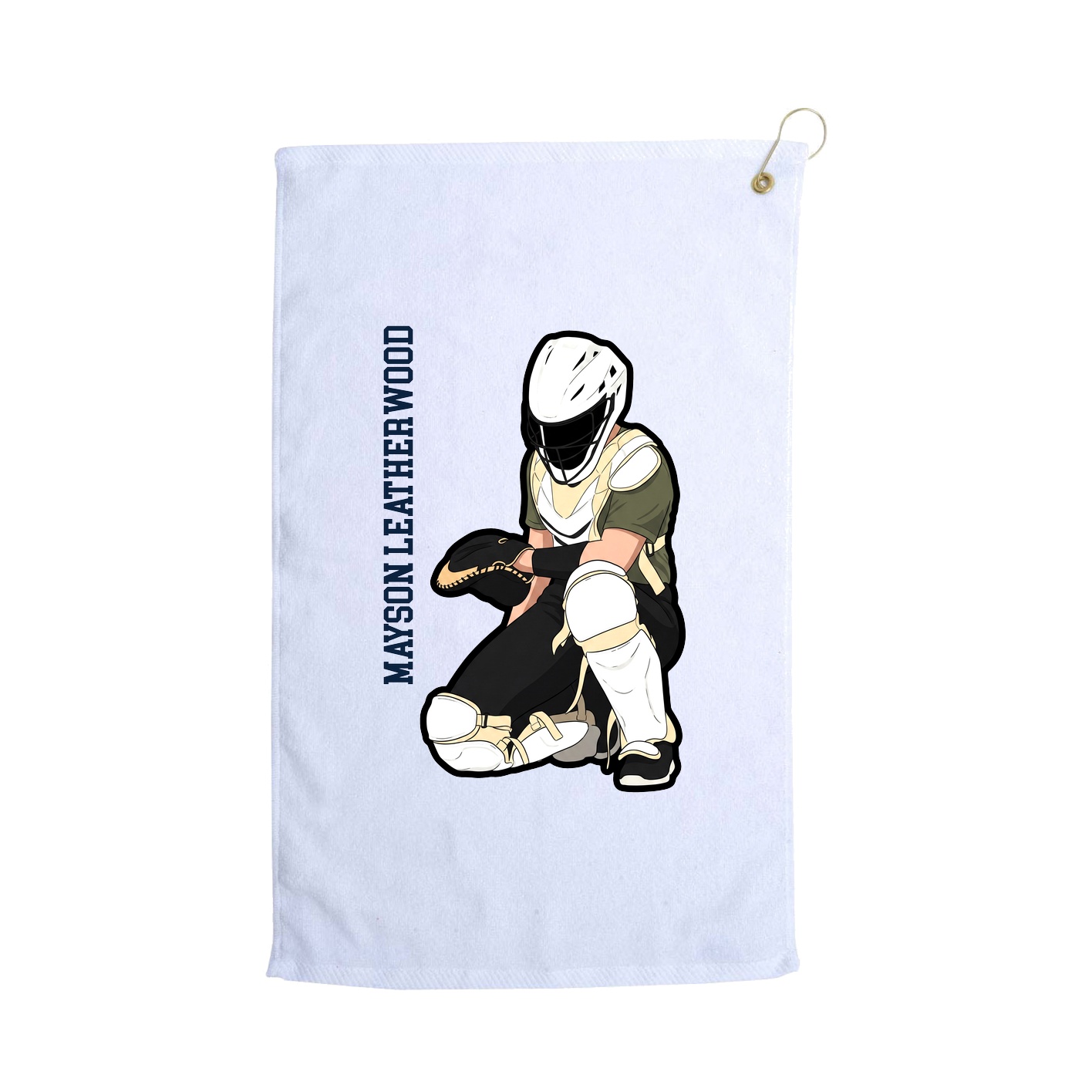 Golf Towel — Name Vertical in White