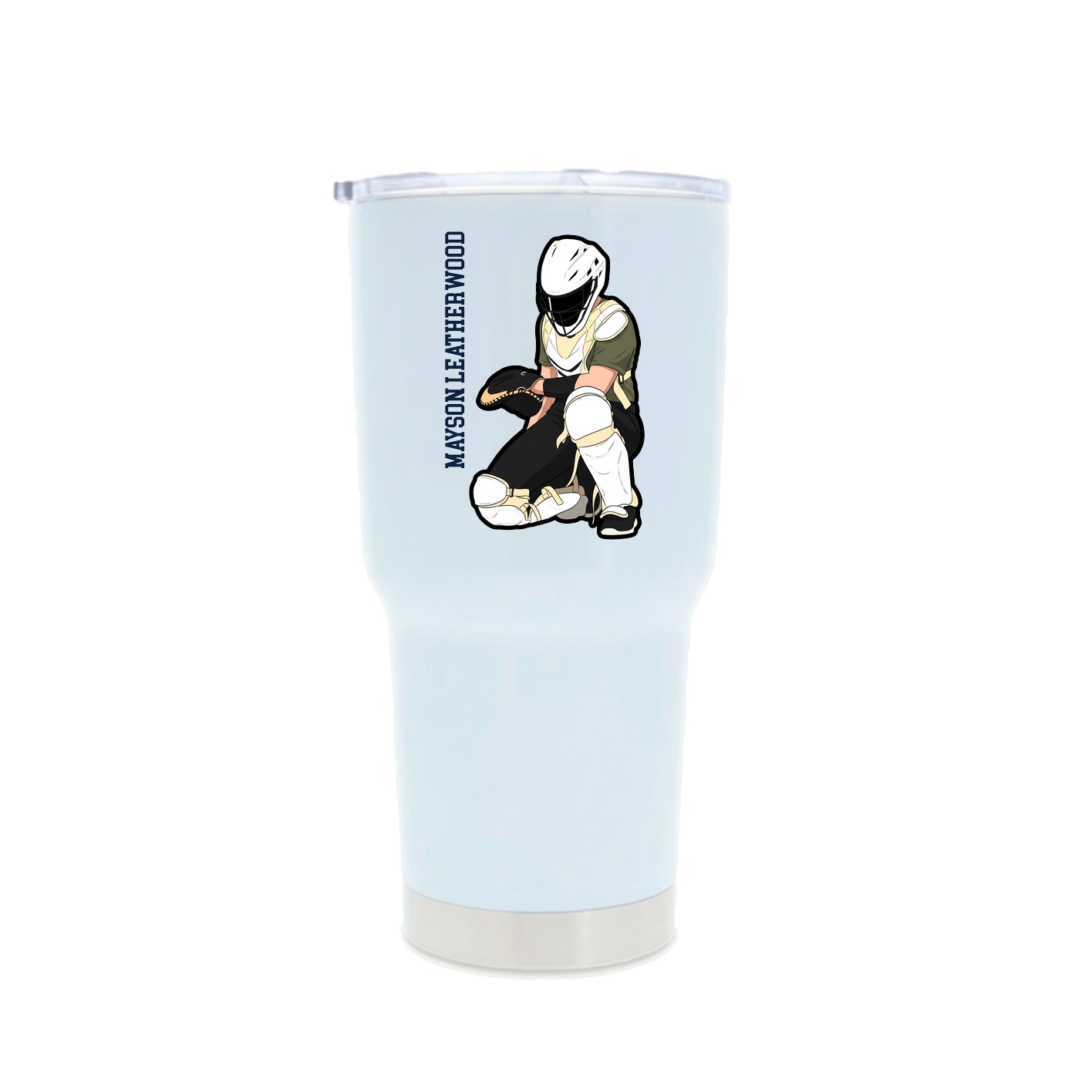 30oz Stainless Steel Tumbler — Name Vertical in White