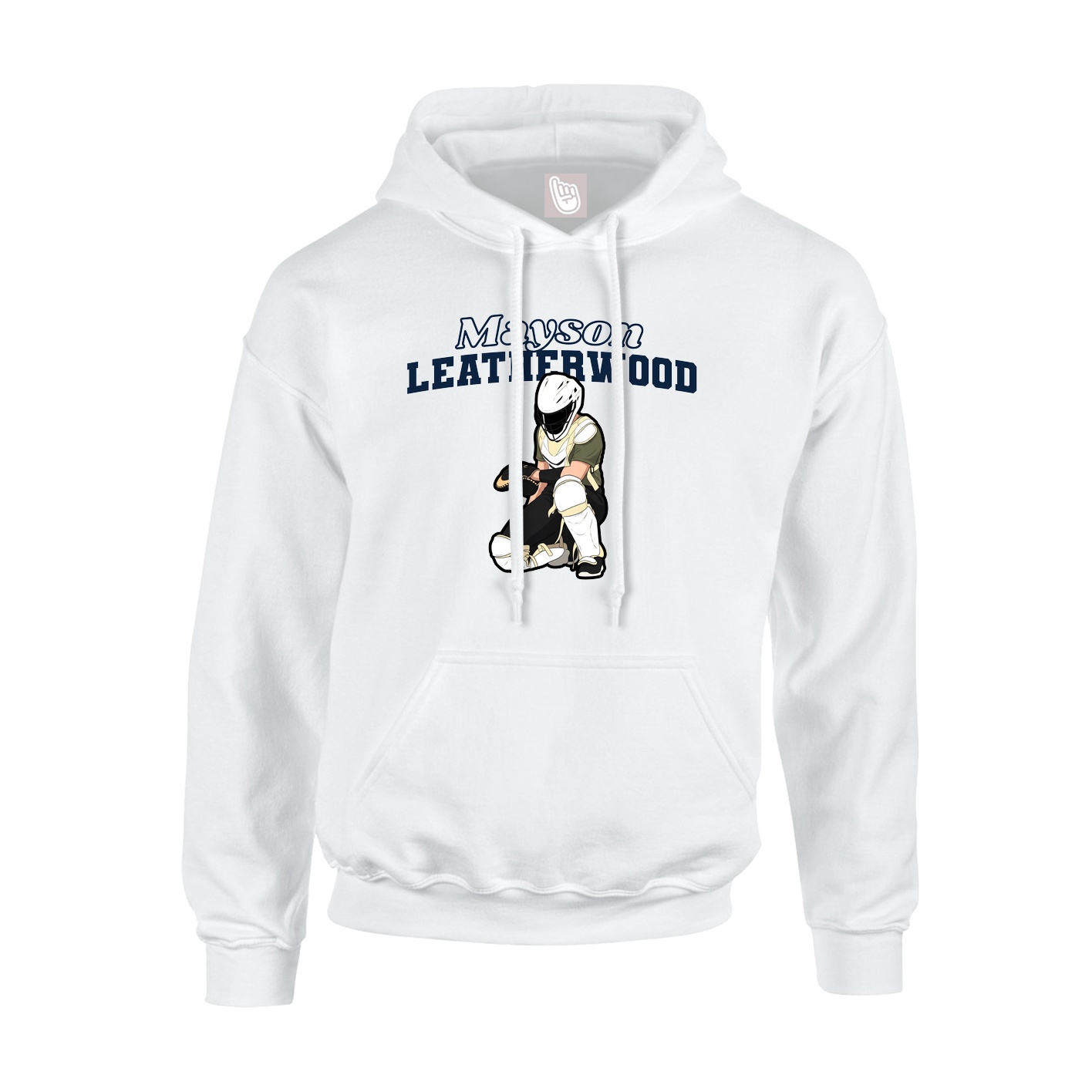 Youth Hoodie — Name Arch in White