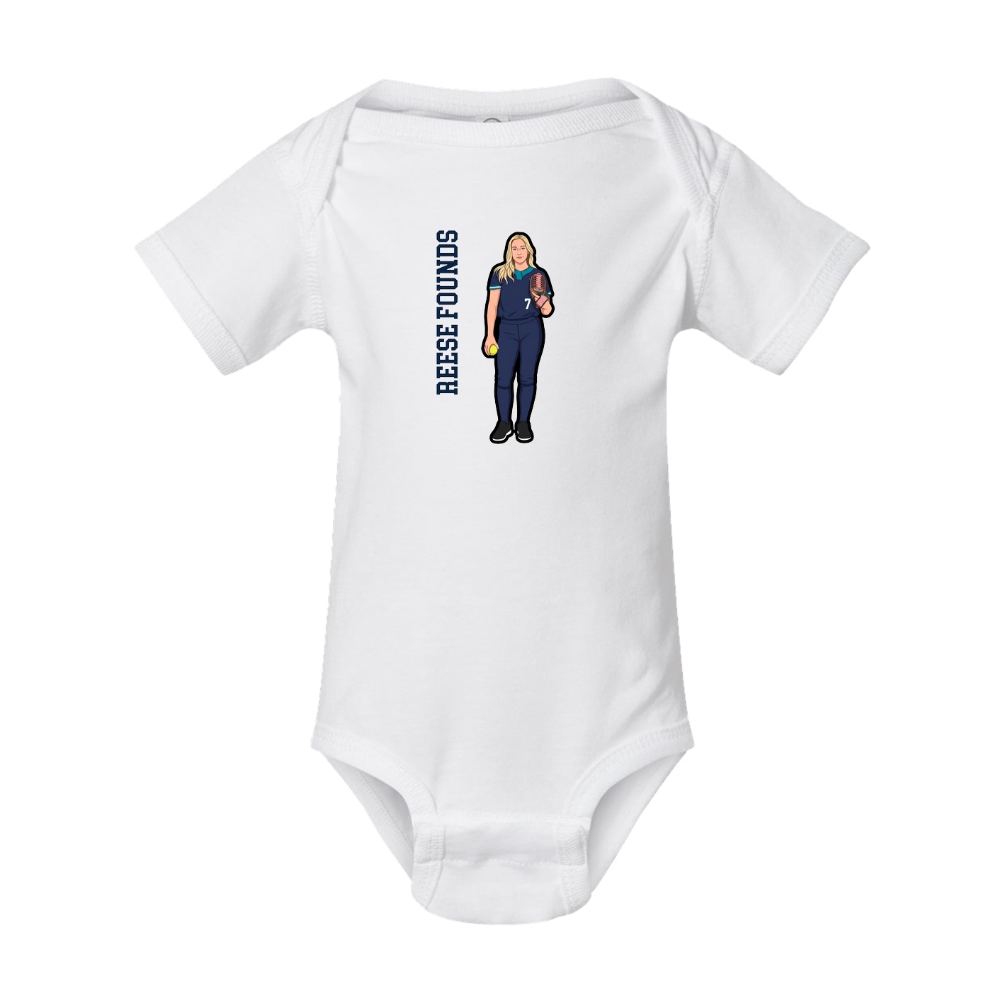 Baby Onesie — Name Vertical in White