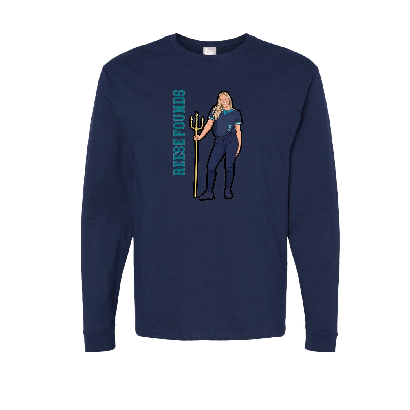 Long Sleeve Tee — Name Vertical in Navy