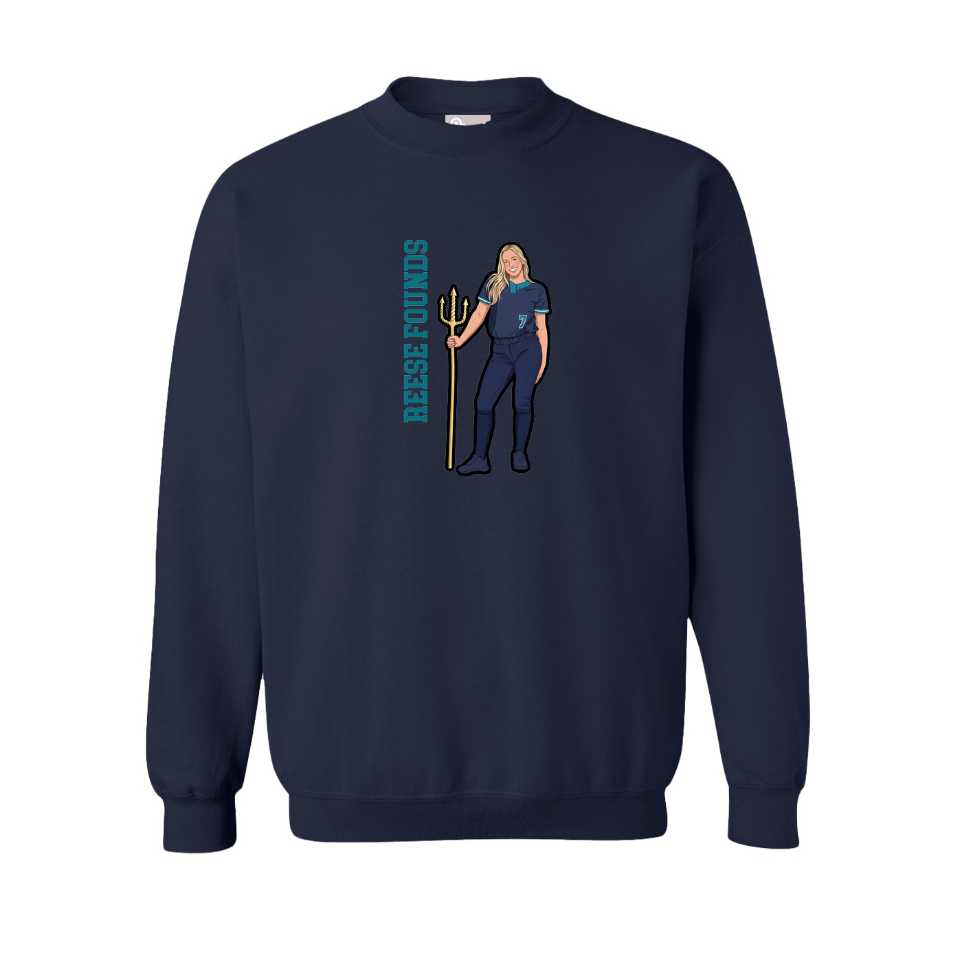 Fleece Crew — Name Vertical in Navy