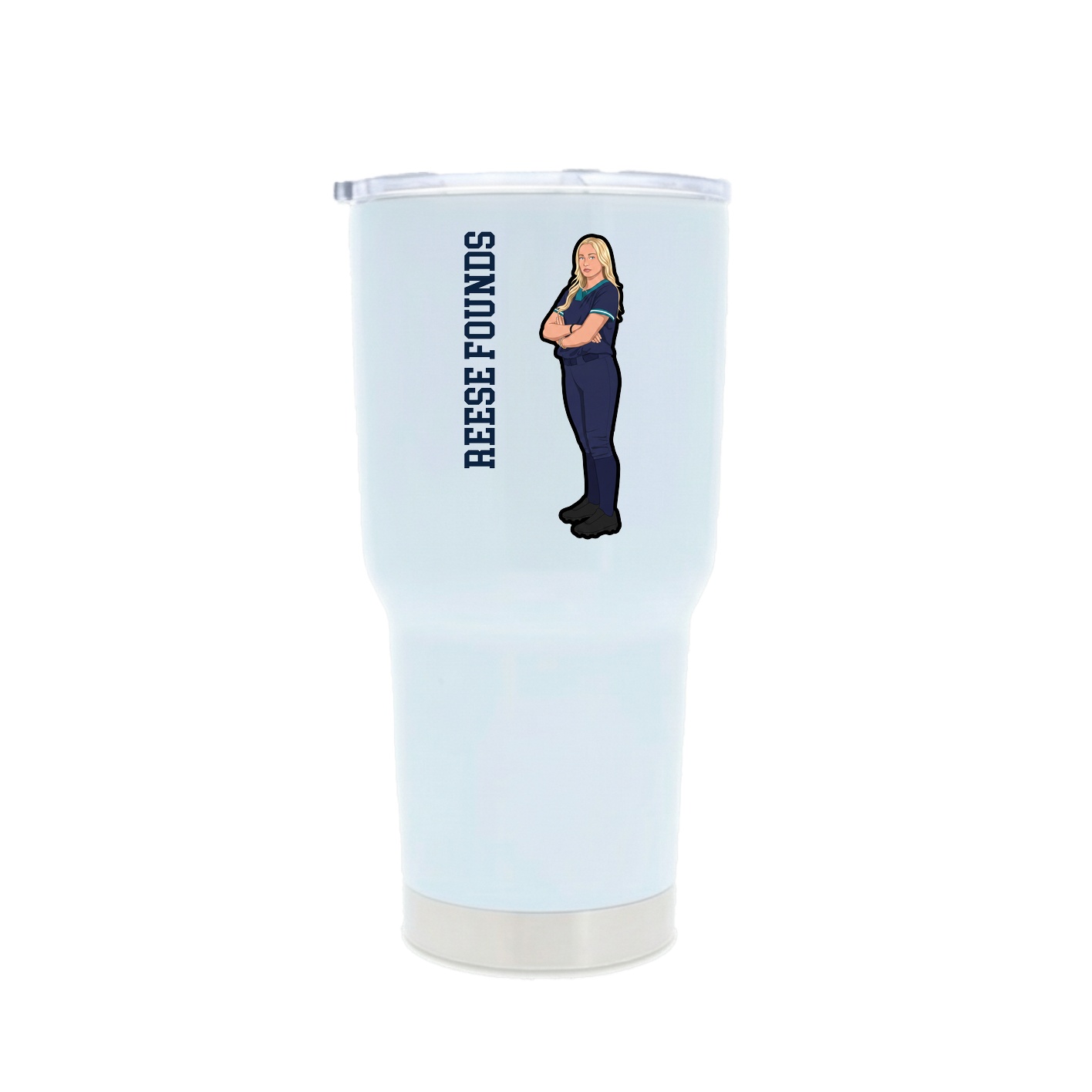 30oz Stainless Steel Tumbler — Name Vertical in White