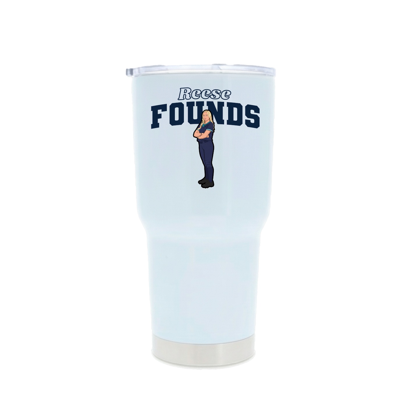 30oz Stainless Steel Tumbler — Name Arch in White