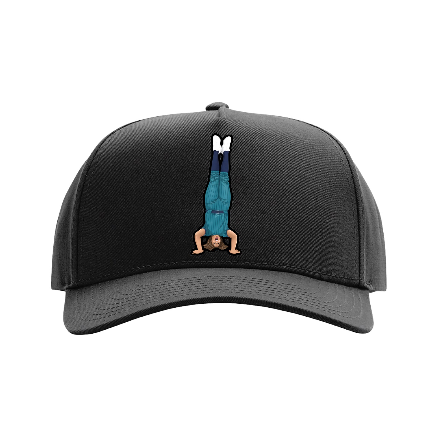 Full Fabric Five-Panel Champ Cap — Name Vertical in Black