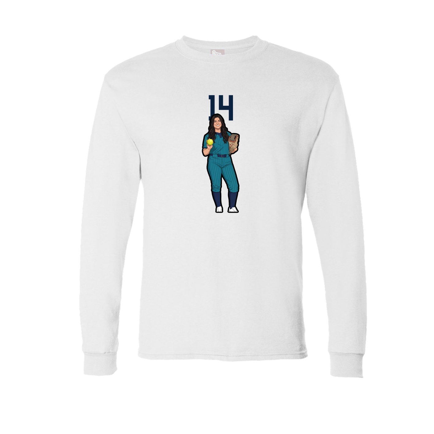 Long Sleeve Tee — Number Top in White