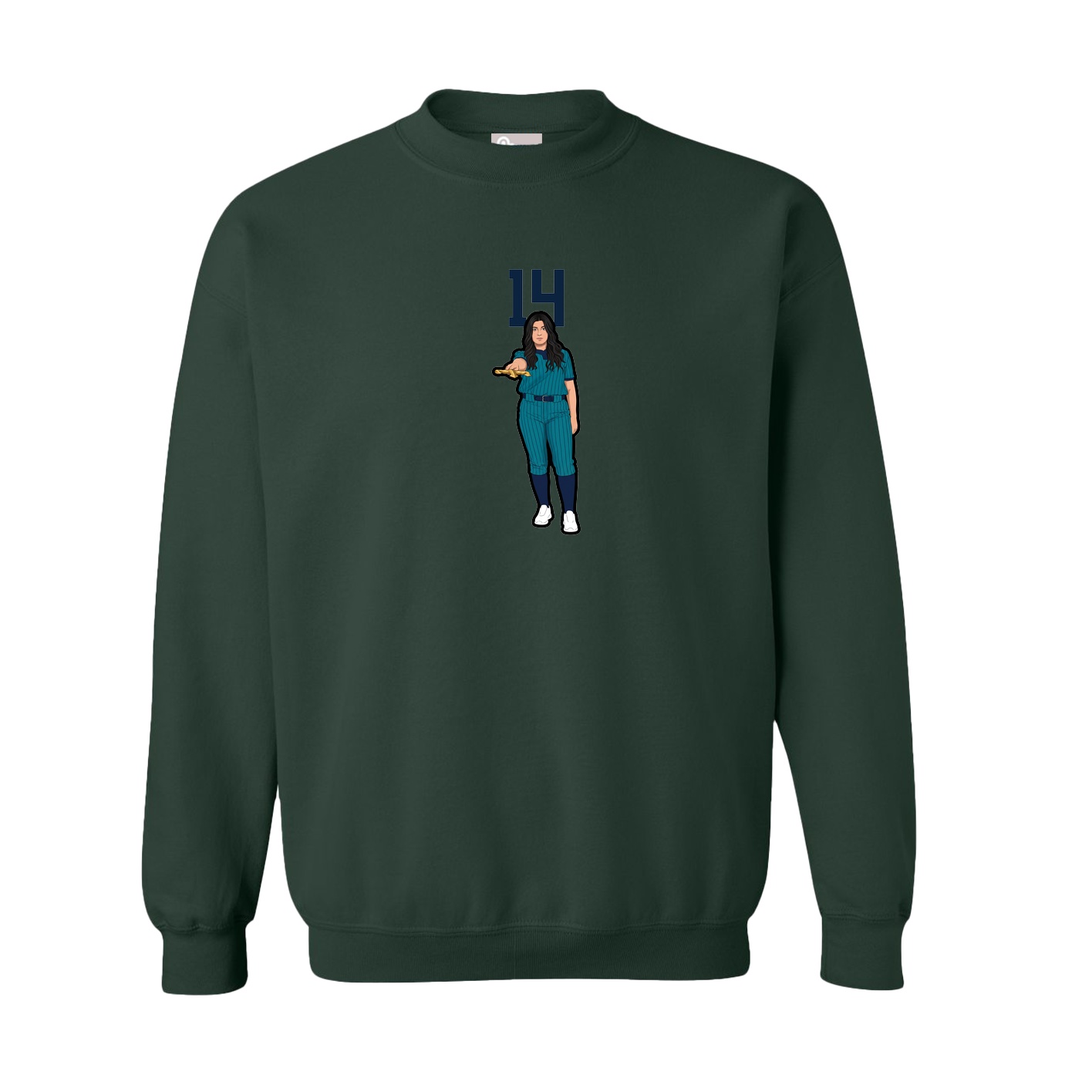 Fleece Crew — Number Top in Green