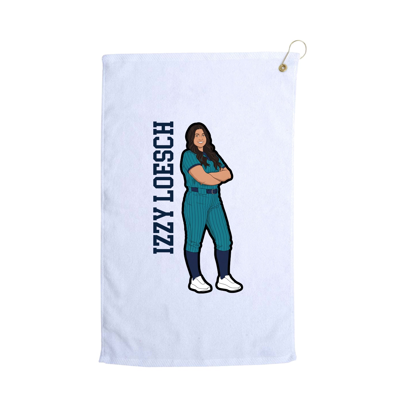 Golf Towel — Name Vertical in White