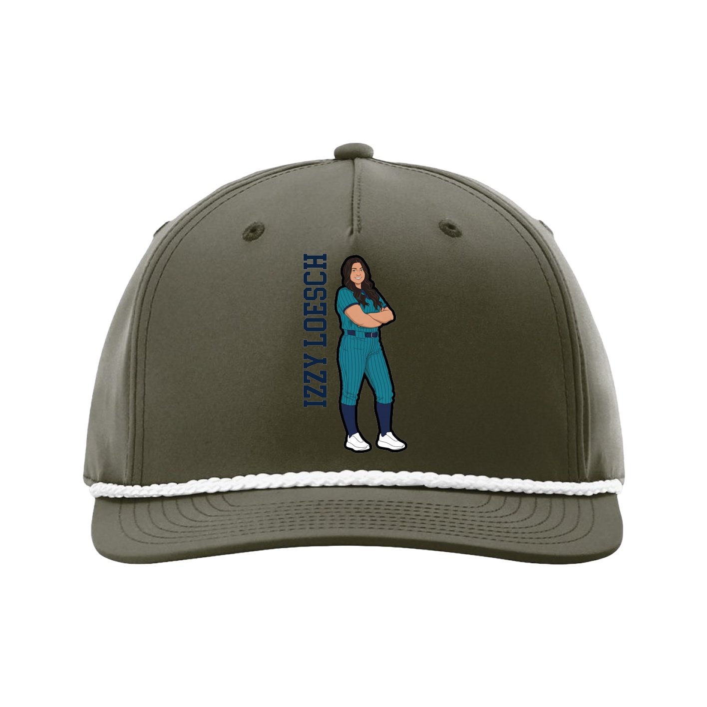 Five-Panel Classic Rope Cap — Name Vertical in Green