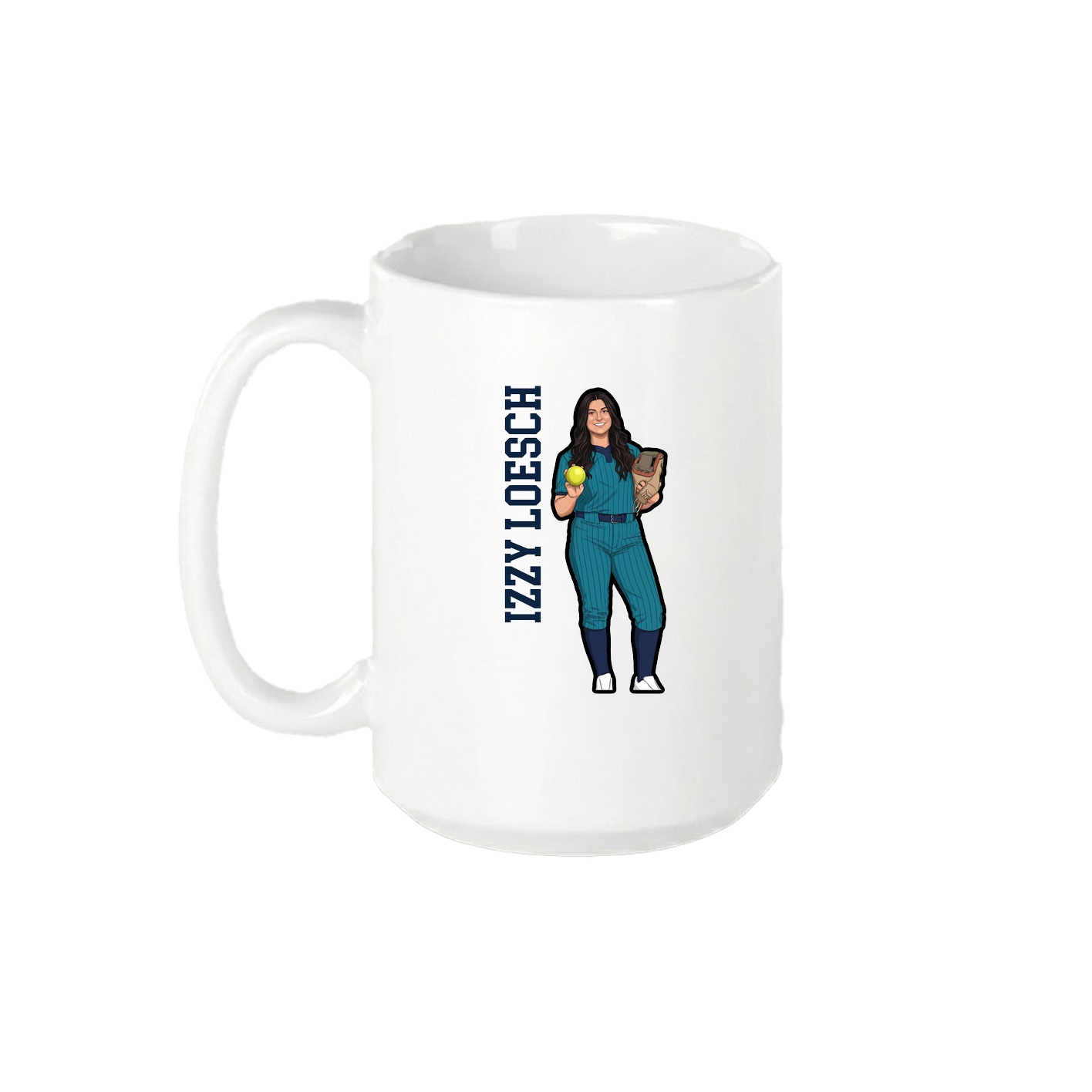 15oz Coffee Mug — Name Vertical in White
