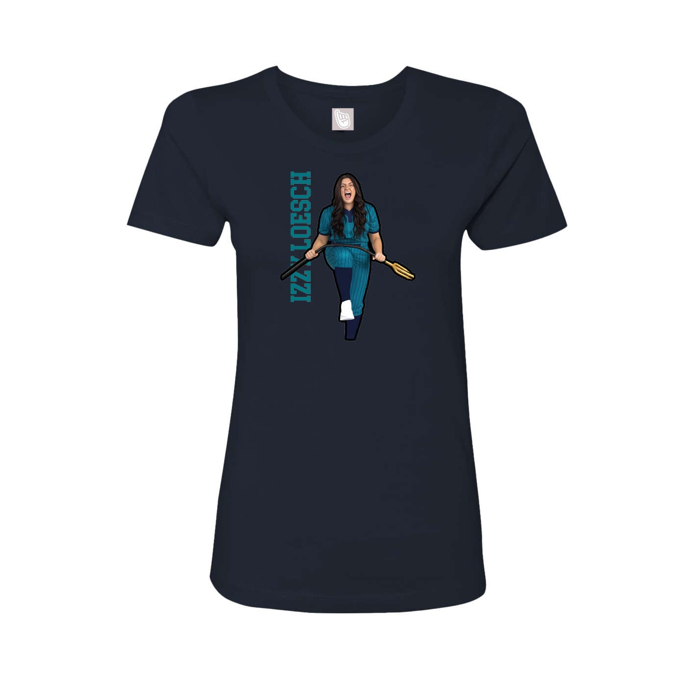 Fitted Women's Tee — Name Vertical in Navy
