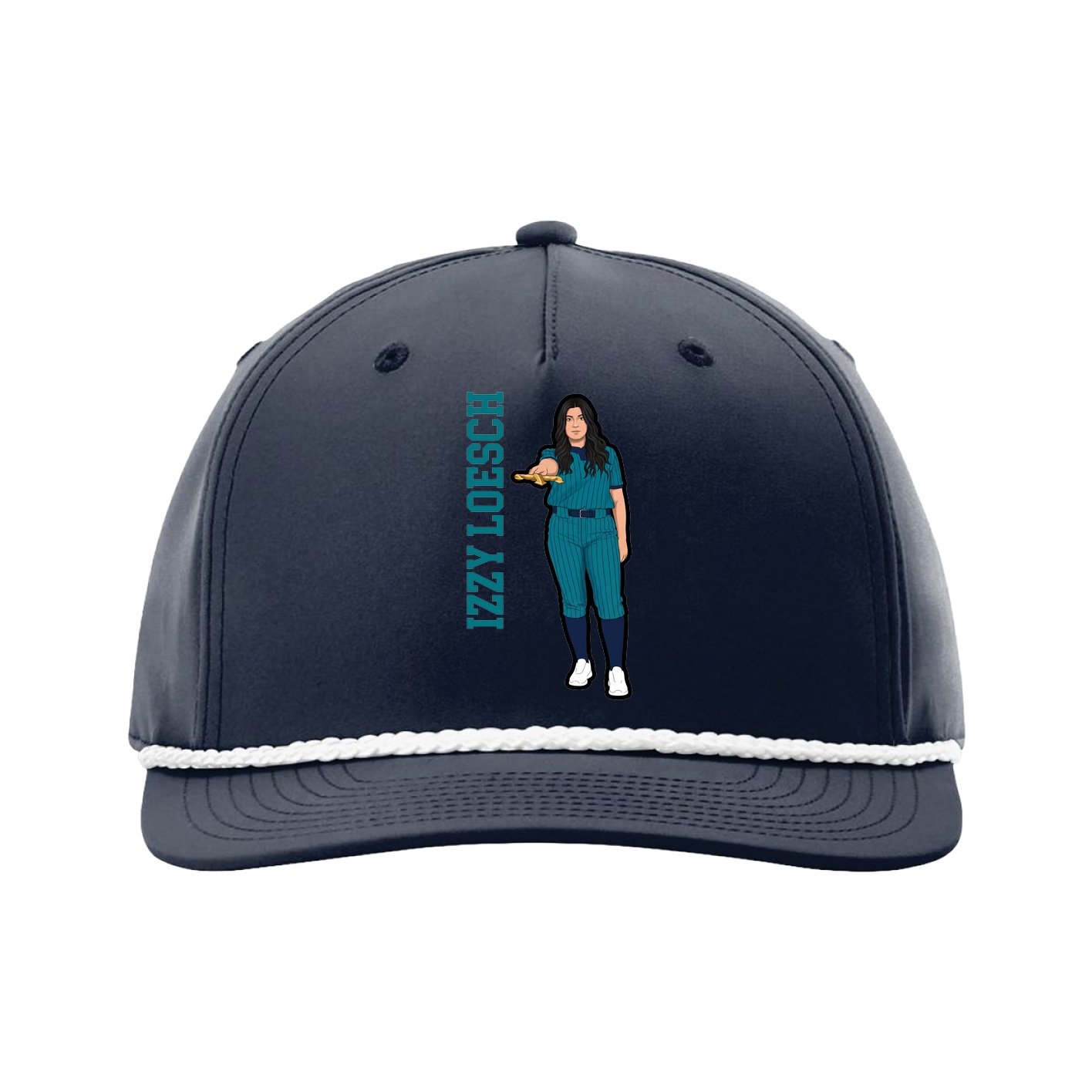 Five-Panel Classic Rope Cap — Name Vertical in Navy