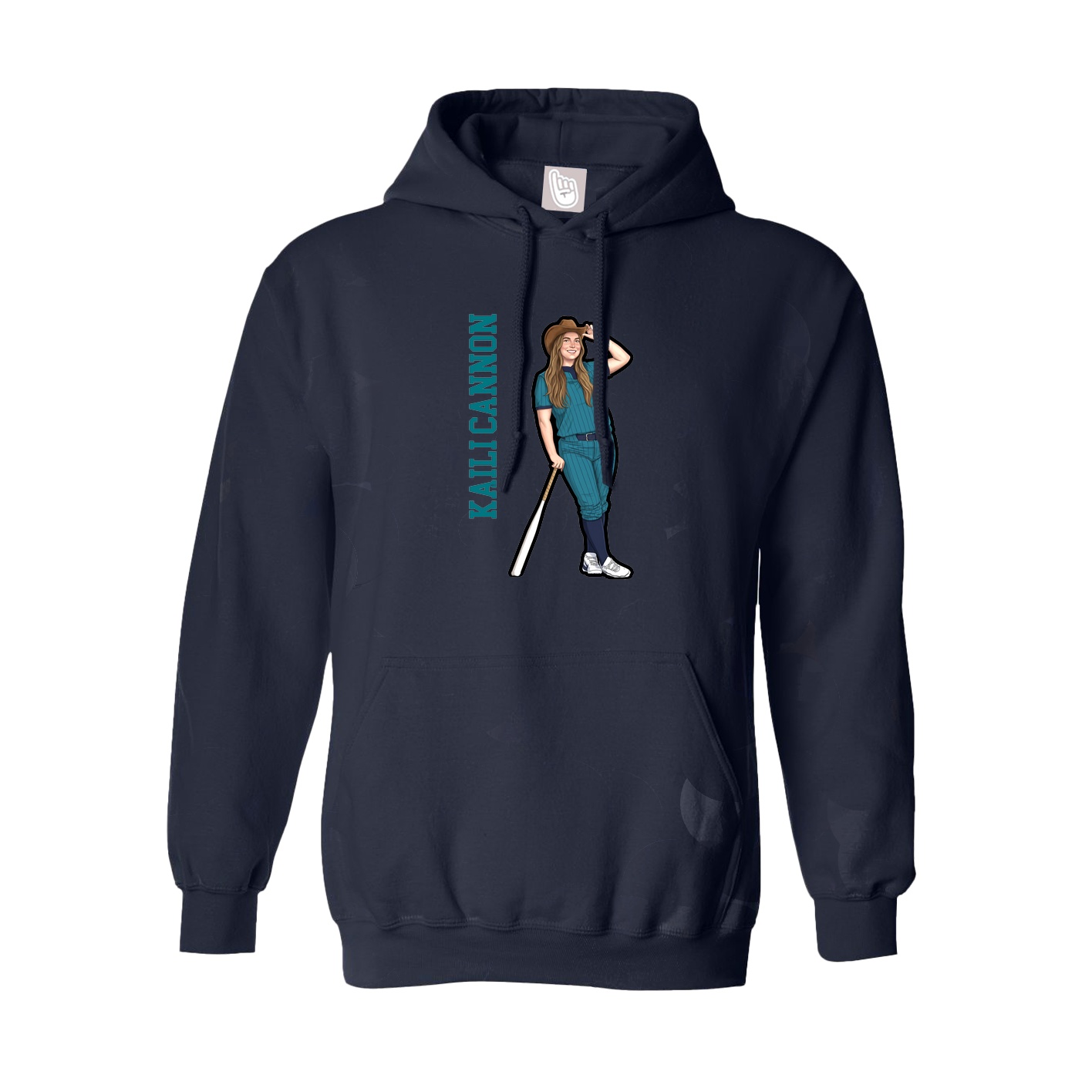 Hoodie — Name Vertical in Navy