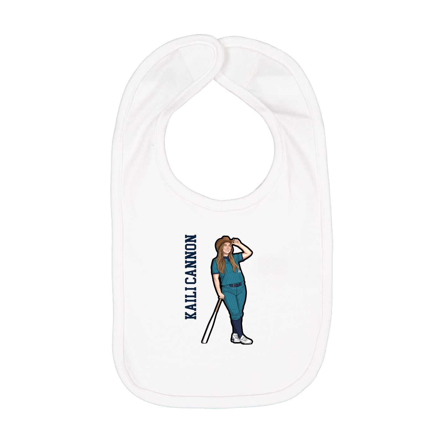 Infant Bib — Name Vertical in White