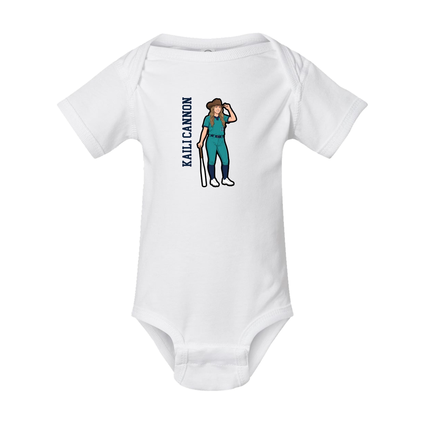 Baby Onesie — Name Vertical in White