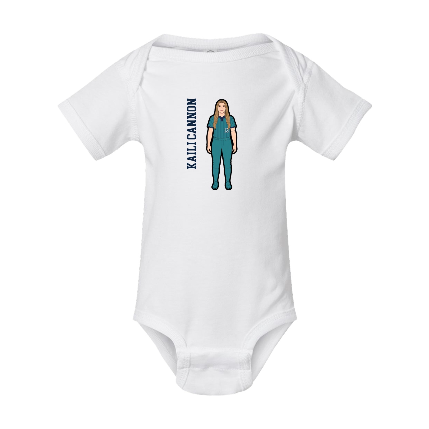 Baby Onesie — Name Vertical in White
