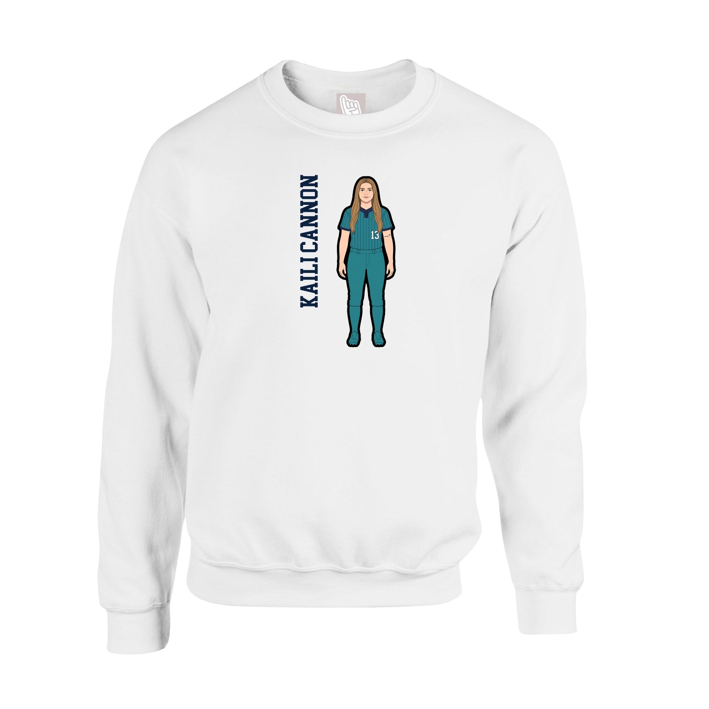 Fleece Crew — Name Vertical in White