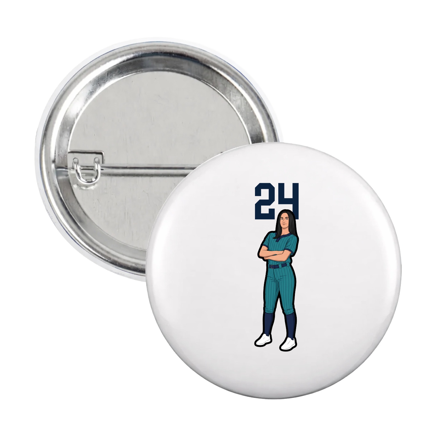 Game Day Button — Number Top in White